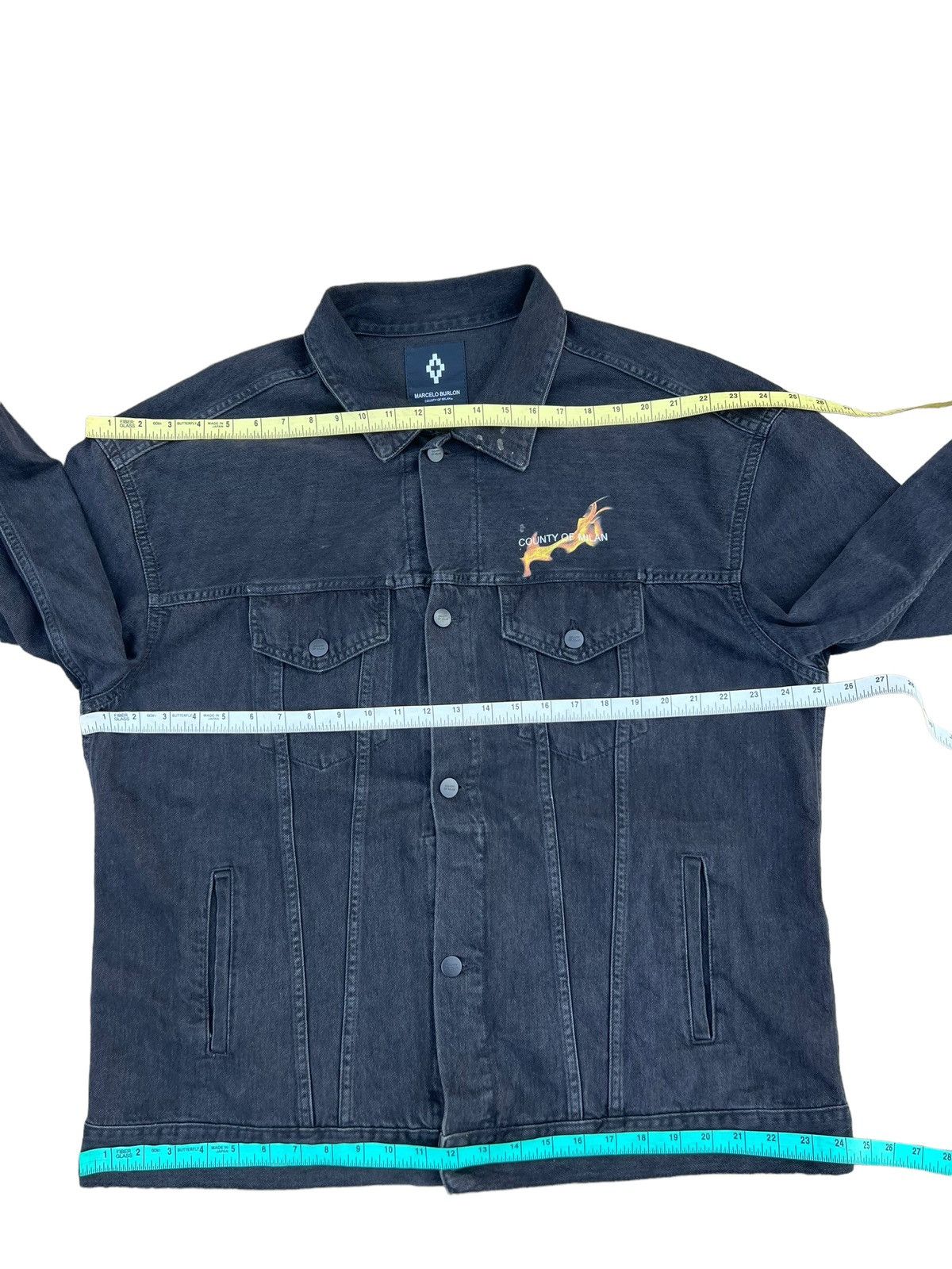 Marcelo Burlon Burning 🔥 Basketball Fade Black Denim Trucker Jacket Size US XXL / EU 58 / 5 - 3 Thumbnail