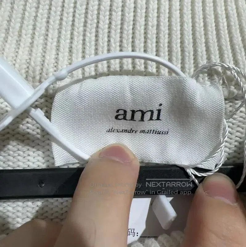 AMI AMI White Cotton Blend Sweater with Heart Logo . Size M / US 6-8 / IT 42-44 - 4 Thumbnail