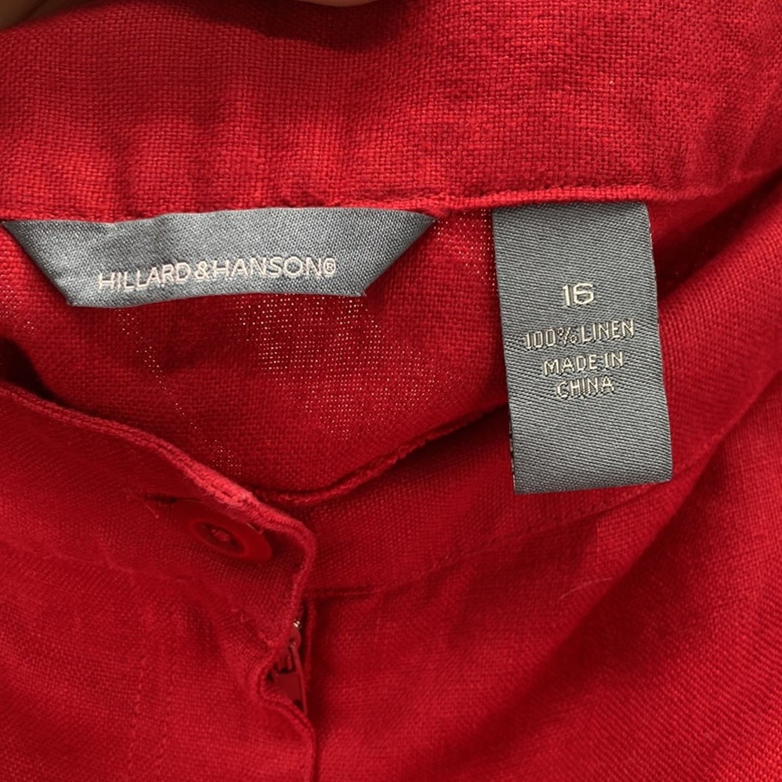 Other Hillard & Hanson red linen button skirt ruby hill casual Size 38" / US 16 / IT 52 - 4 Thumbnail