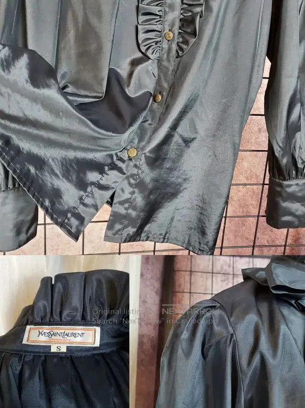 Yves Saint Laurent YSL Black Silk Blend Long Sleeve Blouse . Size S / US 4 / IT 40 - 8 Thumbnail