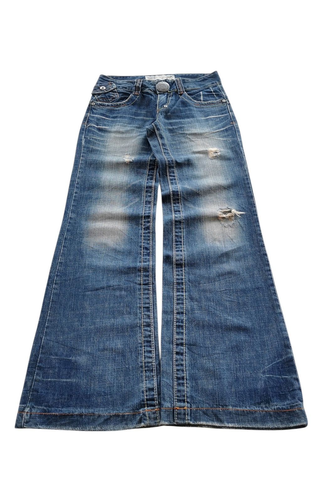 Japanese Brand Wide Flare Red Pepper Chessy Denim Jeans Size US 28 / EU 44 - 1 Thumbnail