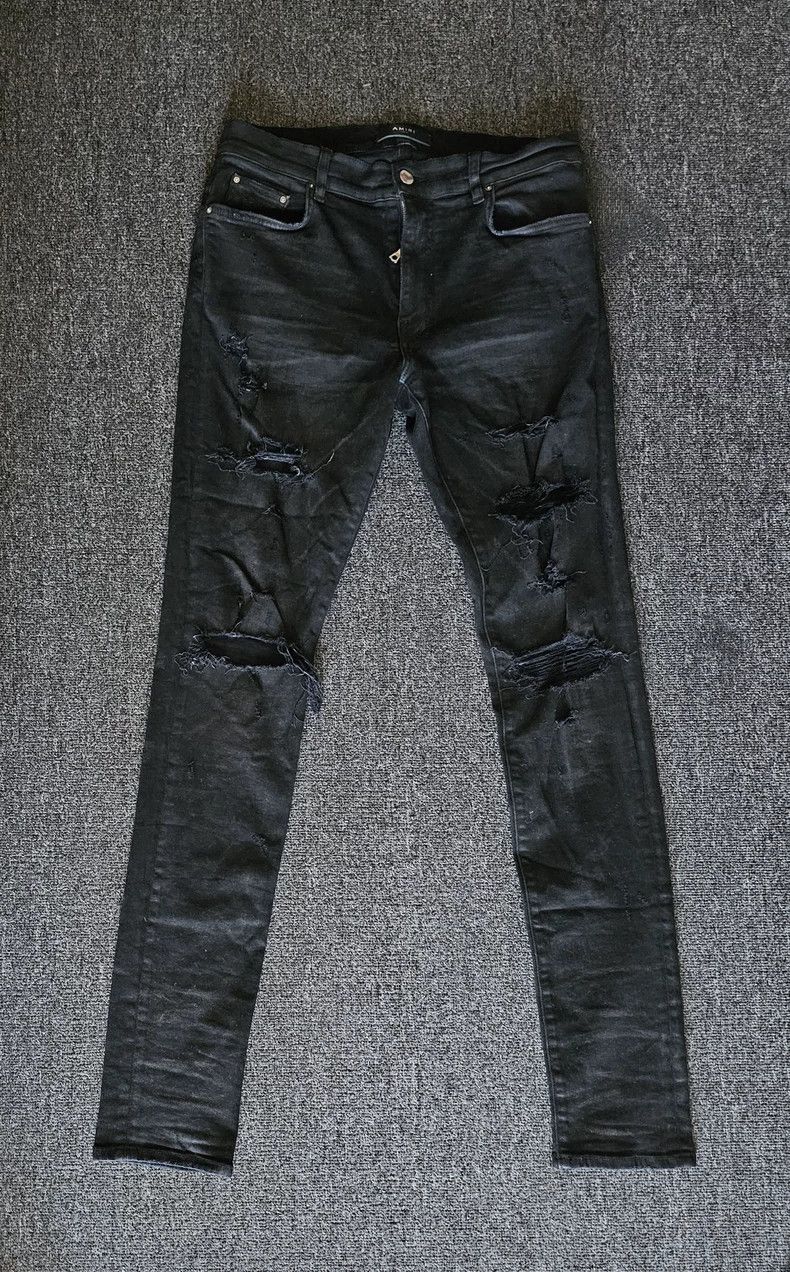 Amiri Amiri Distressed Coated Denim Jeans-yf Size US 32 / EU 48 - 1 Thumbnail