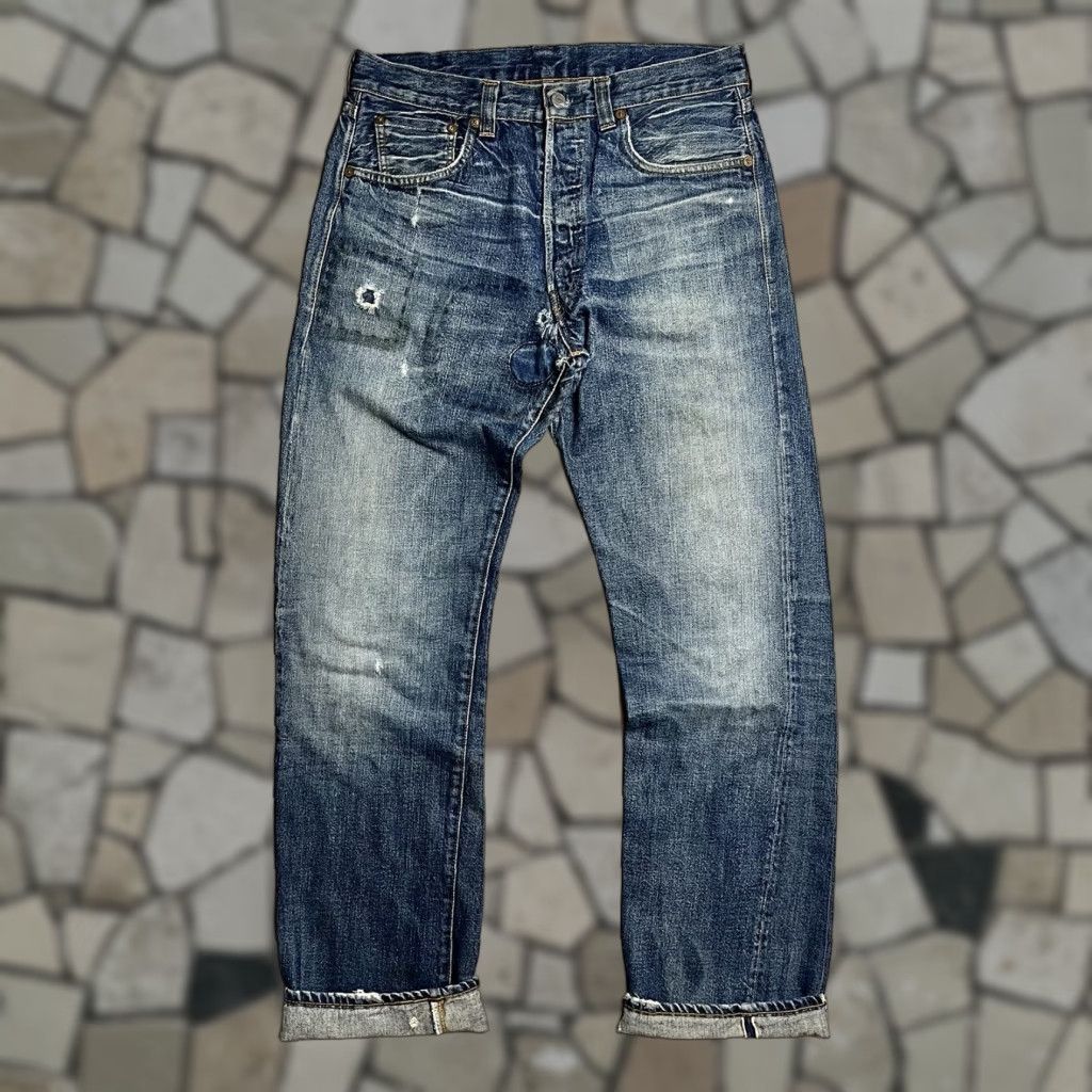 VINTAGE Levi's 501 Jeans Regular Men 34x34 Blue Denim Patches Redline Selvedge LVC Americana 501 Straight