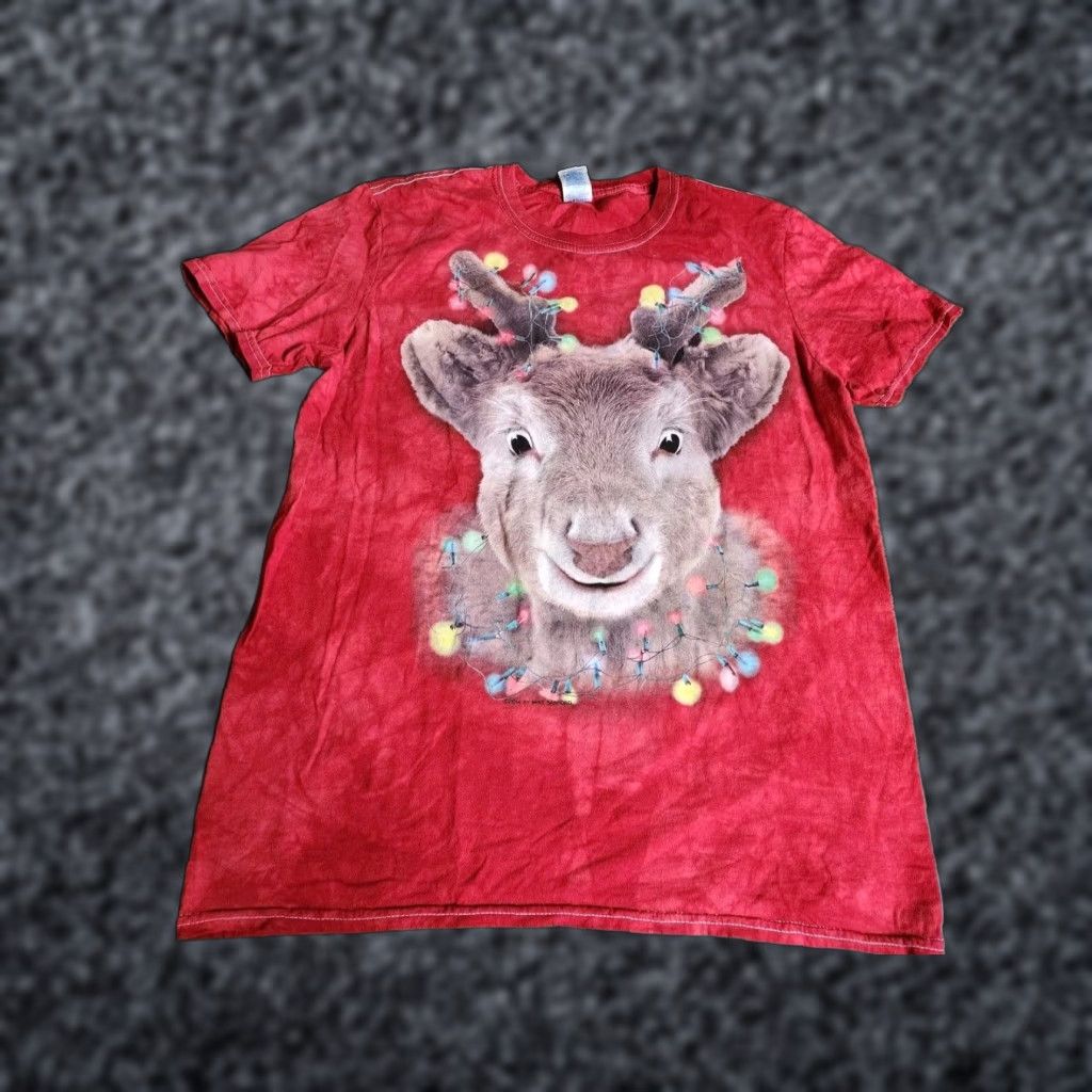 Gildan Christmas Reindeer Gildan T Shirt Mineral Wash Red Mens M Size US M / EU 48-50 / 2 - 1 Thumbnail