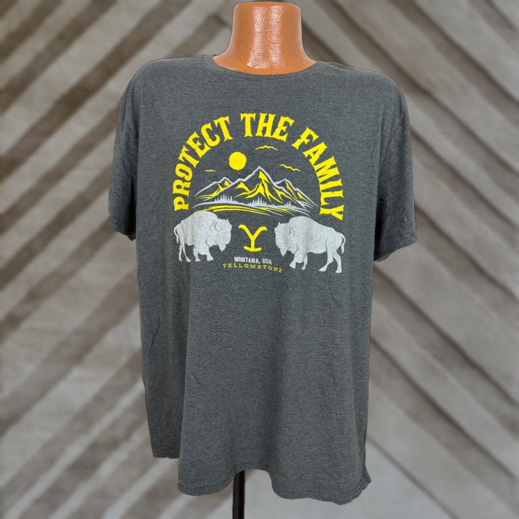 Vintage Yellowstone Shirt XXL Protect the Family Montana Dutton Ranch Buffalo Paramount Size US XXL / EU 58 / 5 - 1 Thumbnail