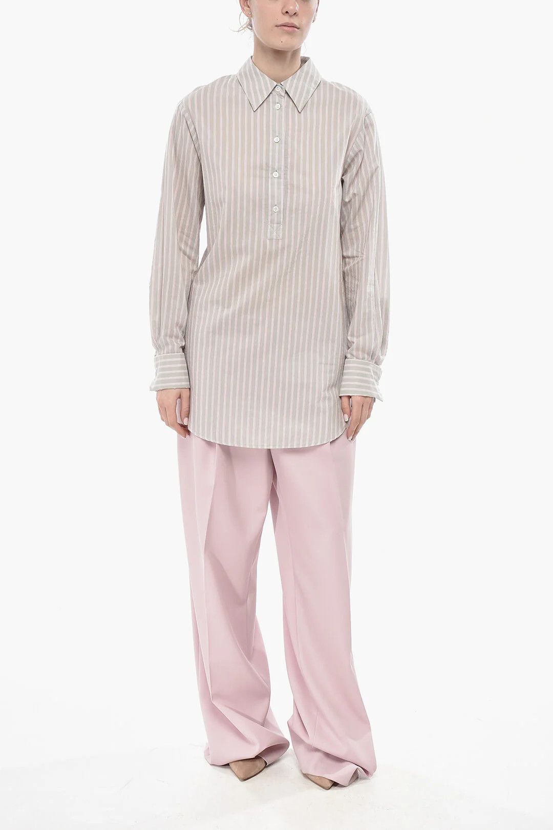 Dries Van Noten og1mm0426 Cotton-Blend Blouse in Grey Size XS / US 0-2 / IT 36-38 - 4 Thumbnail