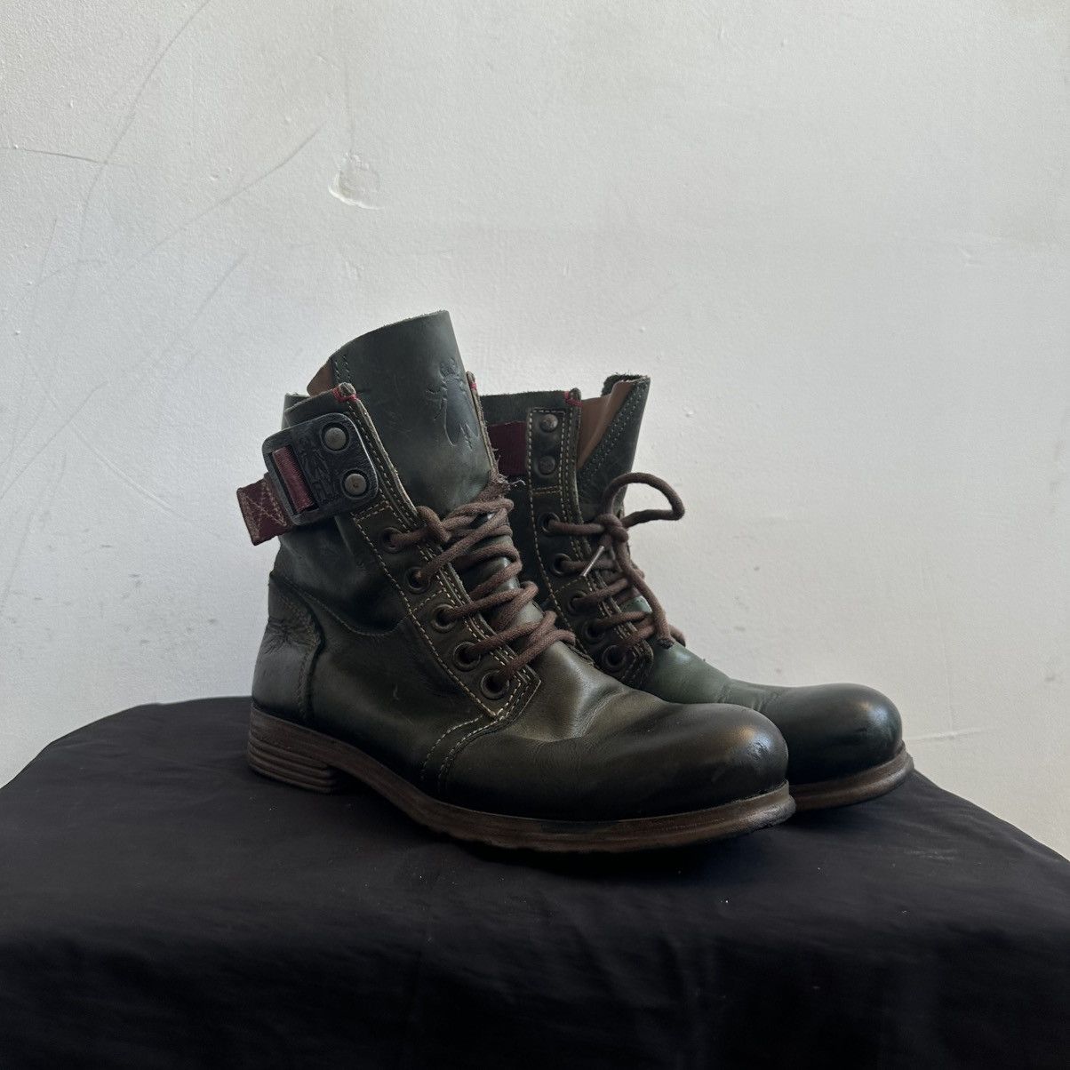 A.S.98 Vintage Fly London Straped Avant Garde Leather High Boots Size US 8 / IT 38 - 2 Thumbnail