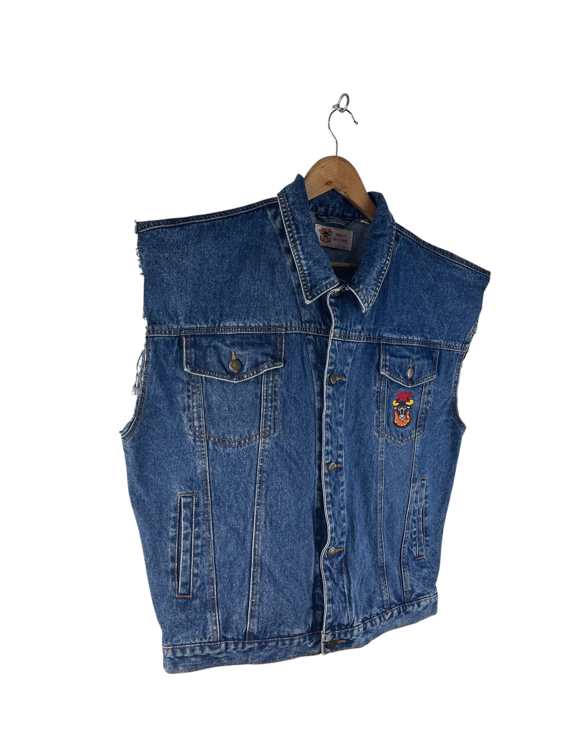 Vintage Bradford Bulls Collection Denim Vest Cut-Off Trucker Jacket Size US L / EU 52-54 / 3 - 4 Thumbnail