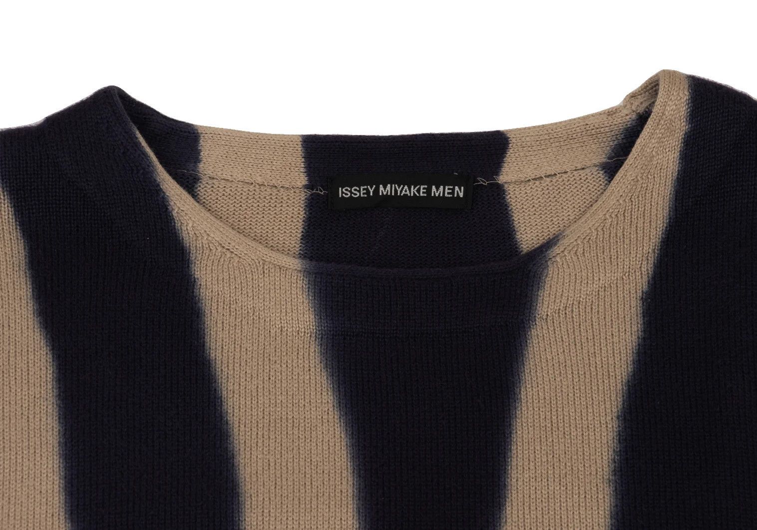 Issey Miyake Striped Cotton Knit Sweater in Beige and Navy XL Size US XL / EU 56 / 4 - 3 Thumbnail