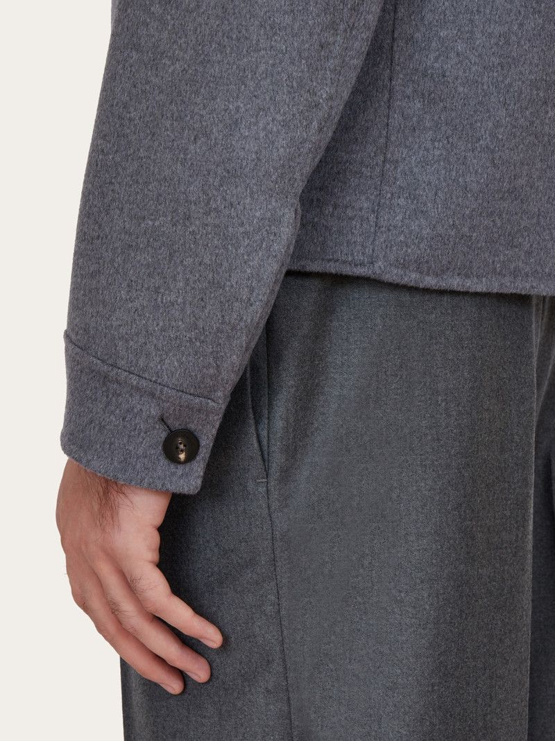 Salvatore Ferragamo o1s1rm0226 Mixed Cashmere Blouson Jacket in Charcoal Grey Size US M / EU 48-50 / 2 - 5 Thumbnail