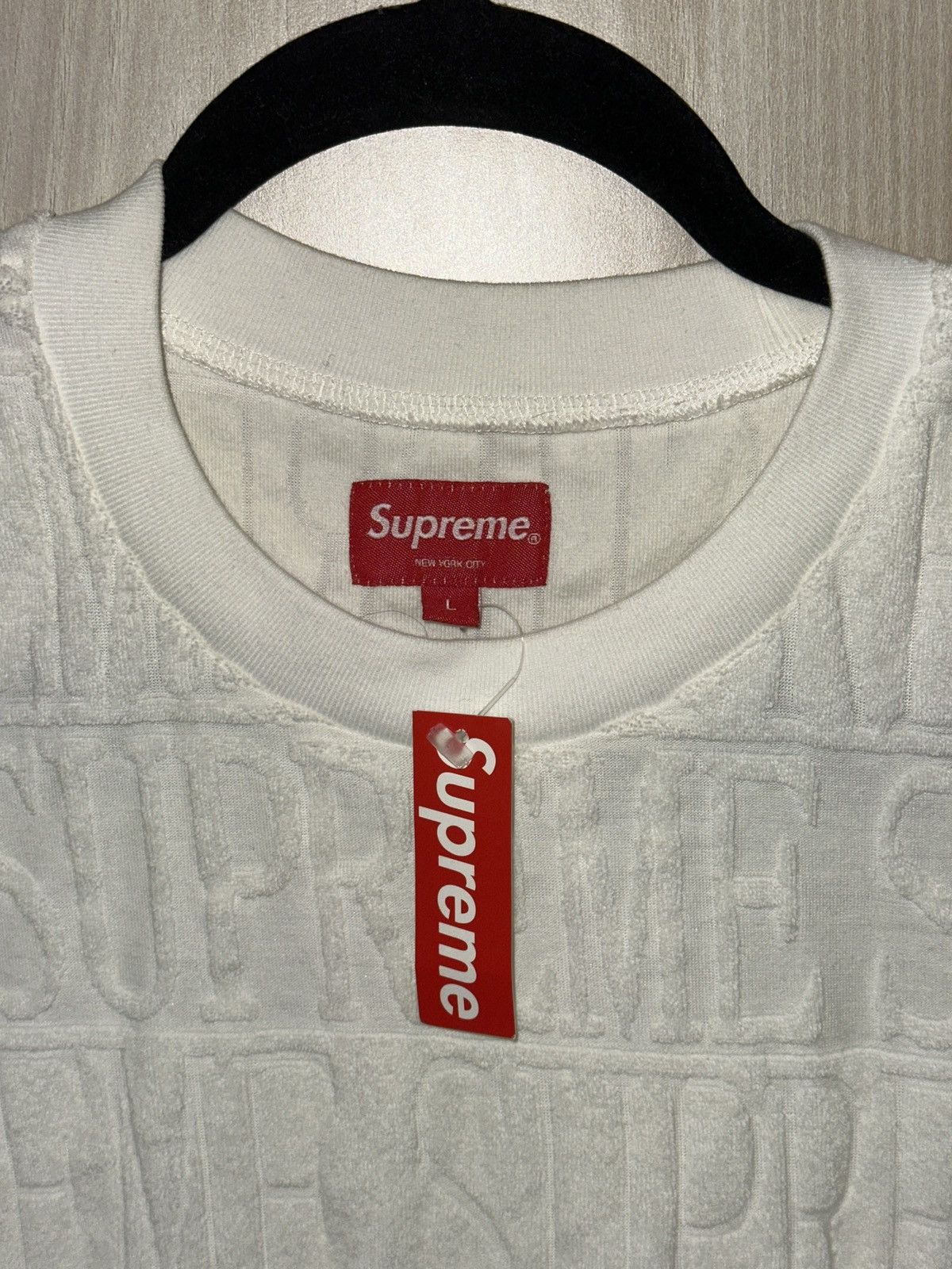 Supreme Supreme Logo Stripe Terry Crewneck White Size Large Size US L / EU 52-54 / 3 - 3 Thumbnail