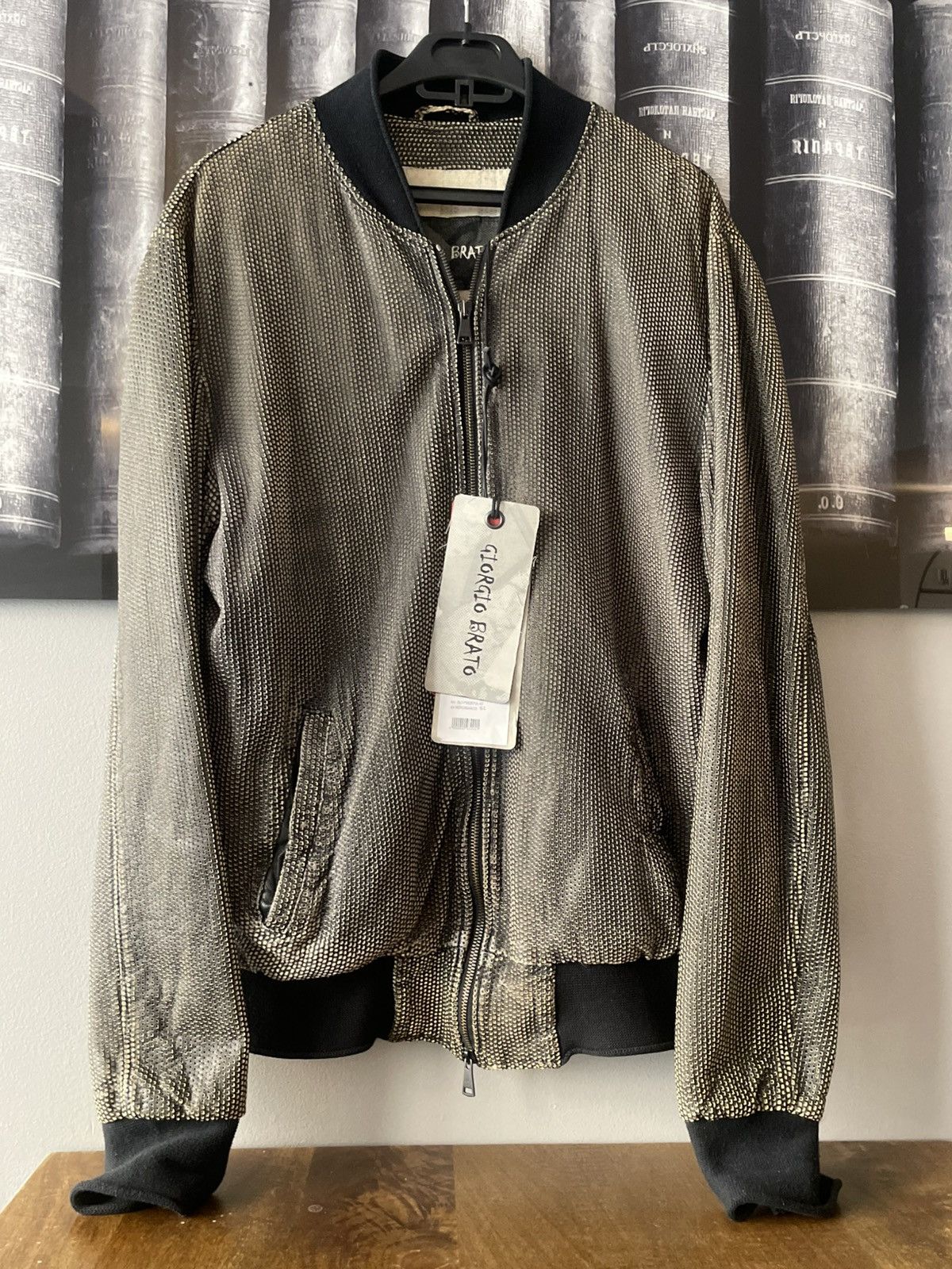 Giorgio Brato Giorgio Brato Perforated Leather Black Bomber Jacket Size US L / EU 52-54 / 3 - 1 Thumbnail