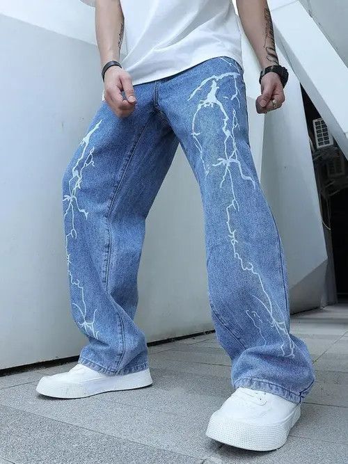 Jean Lightning VINTAGE 90s baggy jeans pants Size US 30 / EU 46 - 2 Thumbnail