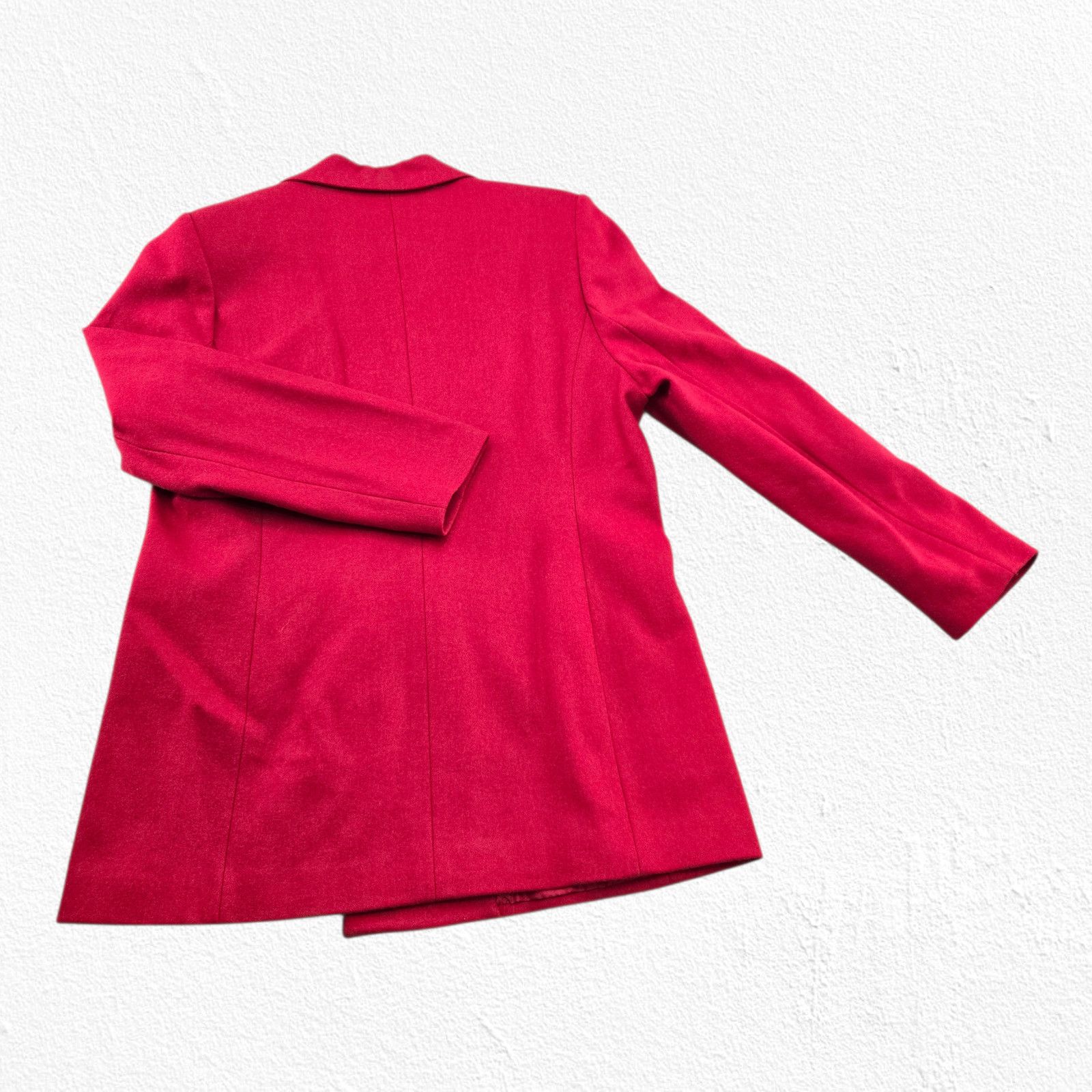 Vintage Red Wool Blend Double Breasted Blazer Rose Broach Size 14 Size XL / US 12-14 / IT 48-50 - 7 Thumbnail
