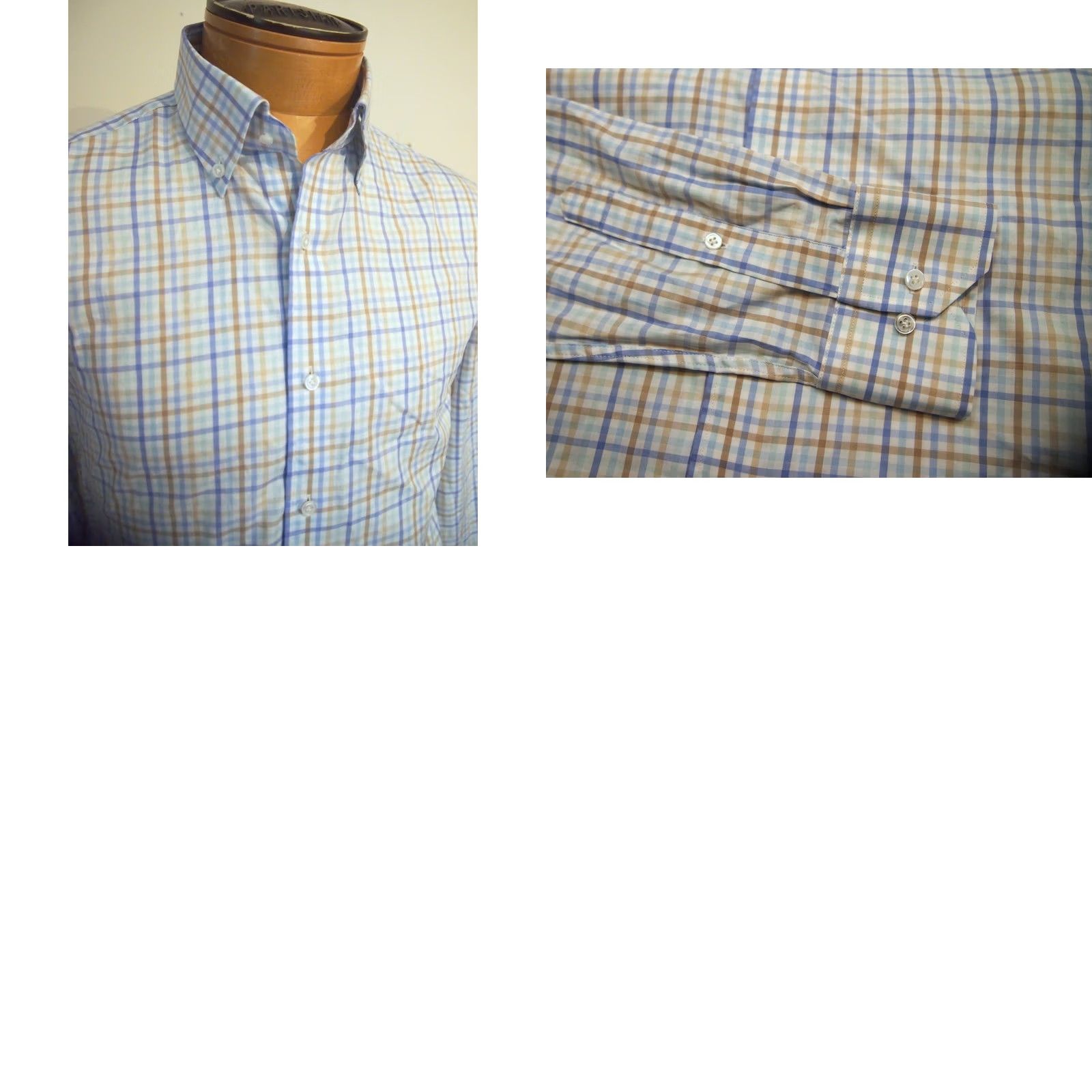 Peter Millar Peter Millar Crown Crafted Sport Shirt Men S Blue Tan Tattersall Check Long Sleeve Button Down Cotton NWT Size US S / EU 44-46 / 1 - 9 Thumbnail