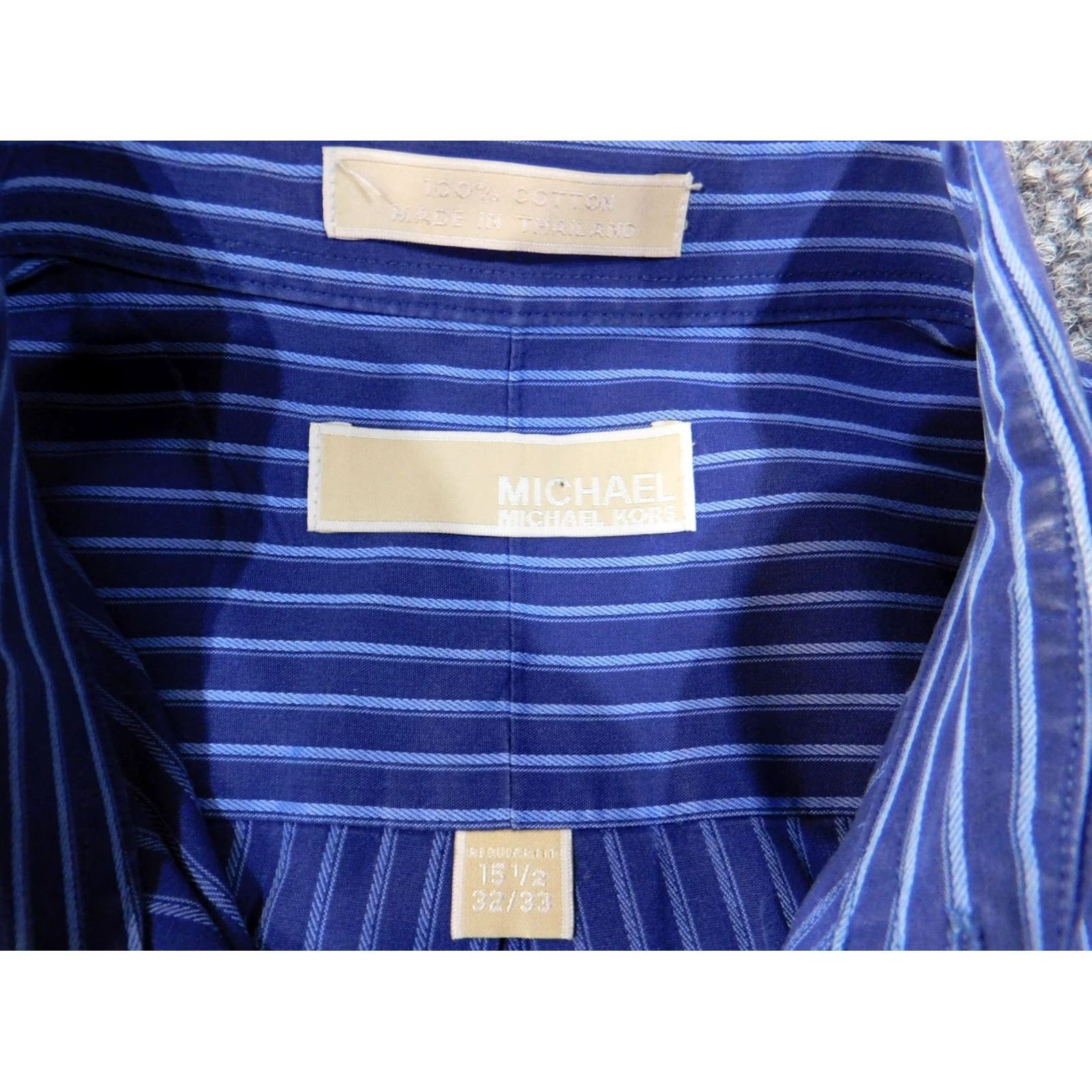 Michael Kors Michael Kors Shirt Men 15.5 Blue Striped Button Down Casual Regular Fit Size US L / EU 52-54 / 3 - 5 Thumbnail