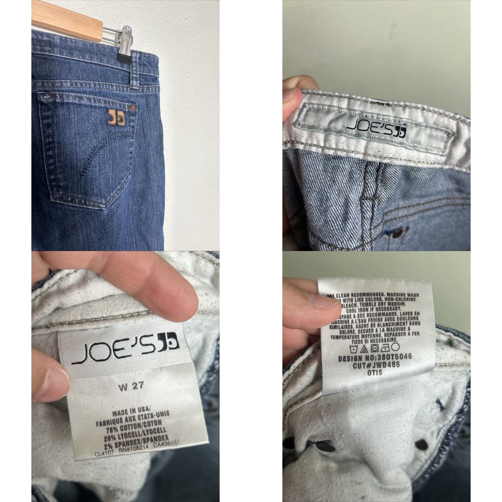 Vintage Joes Jeans Otis Size 27 Dark Wash Stretch Denim Flat Front Straight Leg 30x31 Size 26" / US 2 / IT 38 - 9 Thumbnail