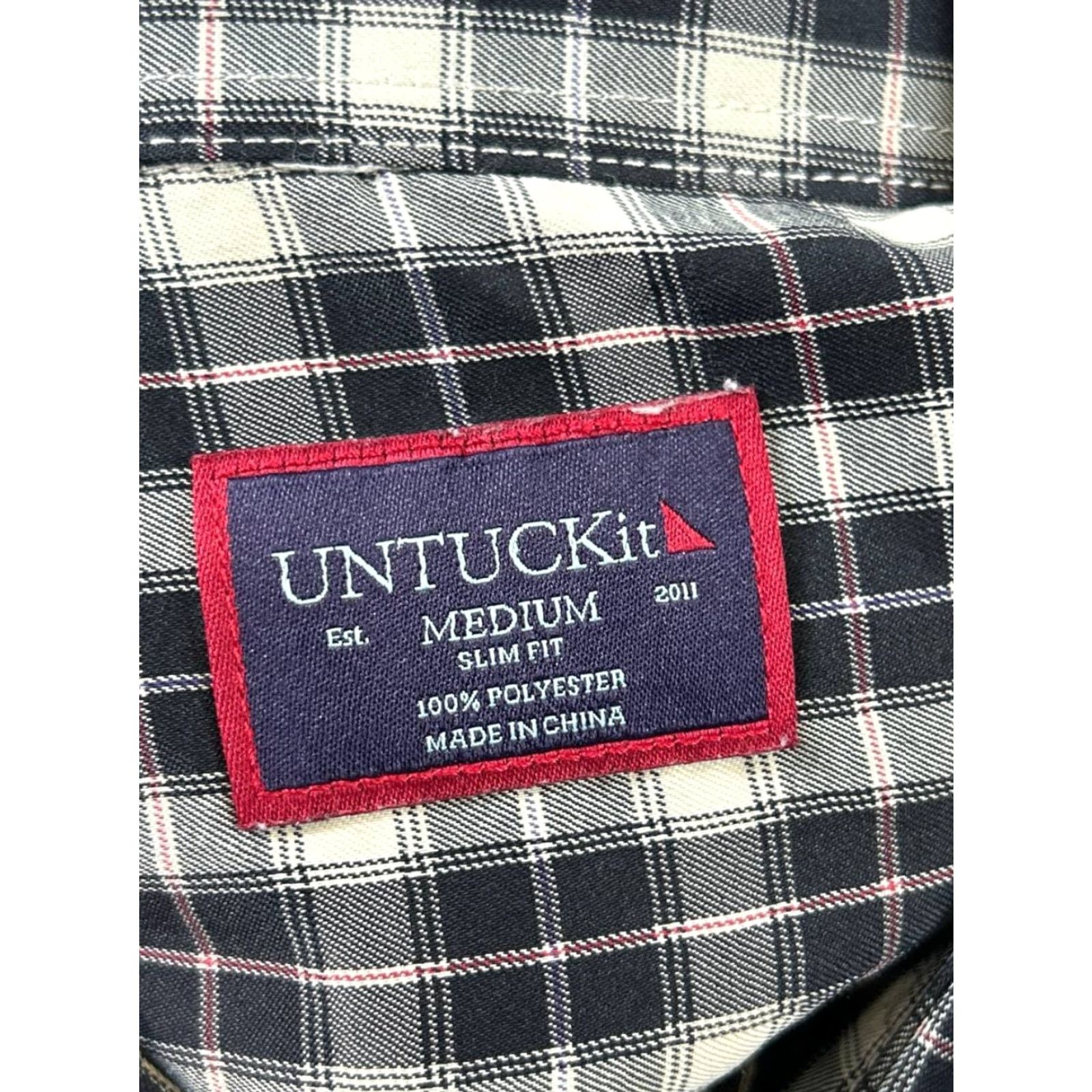 UNTUCKit UNTUCKit Shirt Mens Medium Beige Black Cotton Button Up Plaid Size US M / EU 48-50 / 2 - 3 Thumbnail