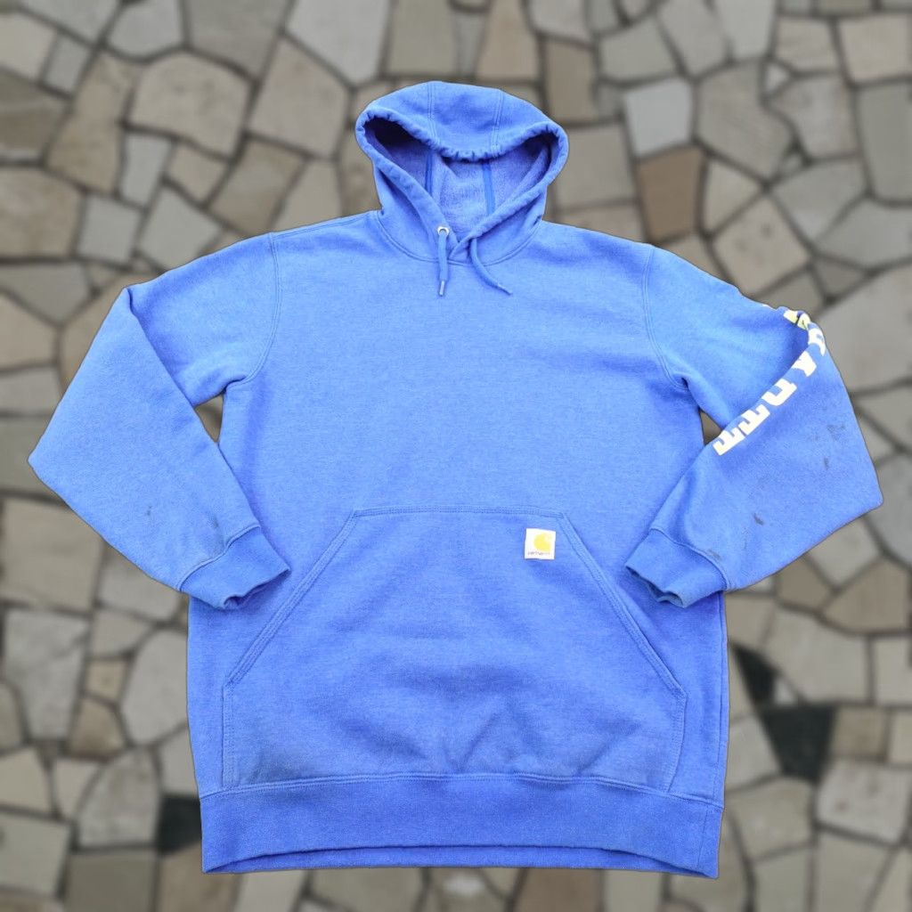Carhartt Carhartt Hoodie Mens Medium Blue Rain Defender Graphic Print Logo Work Sweatshirt Pullover Hooded Pockets Water Resistant Size US M / EU 48-50 / 2 - 1 Thumbnail