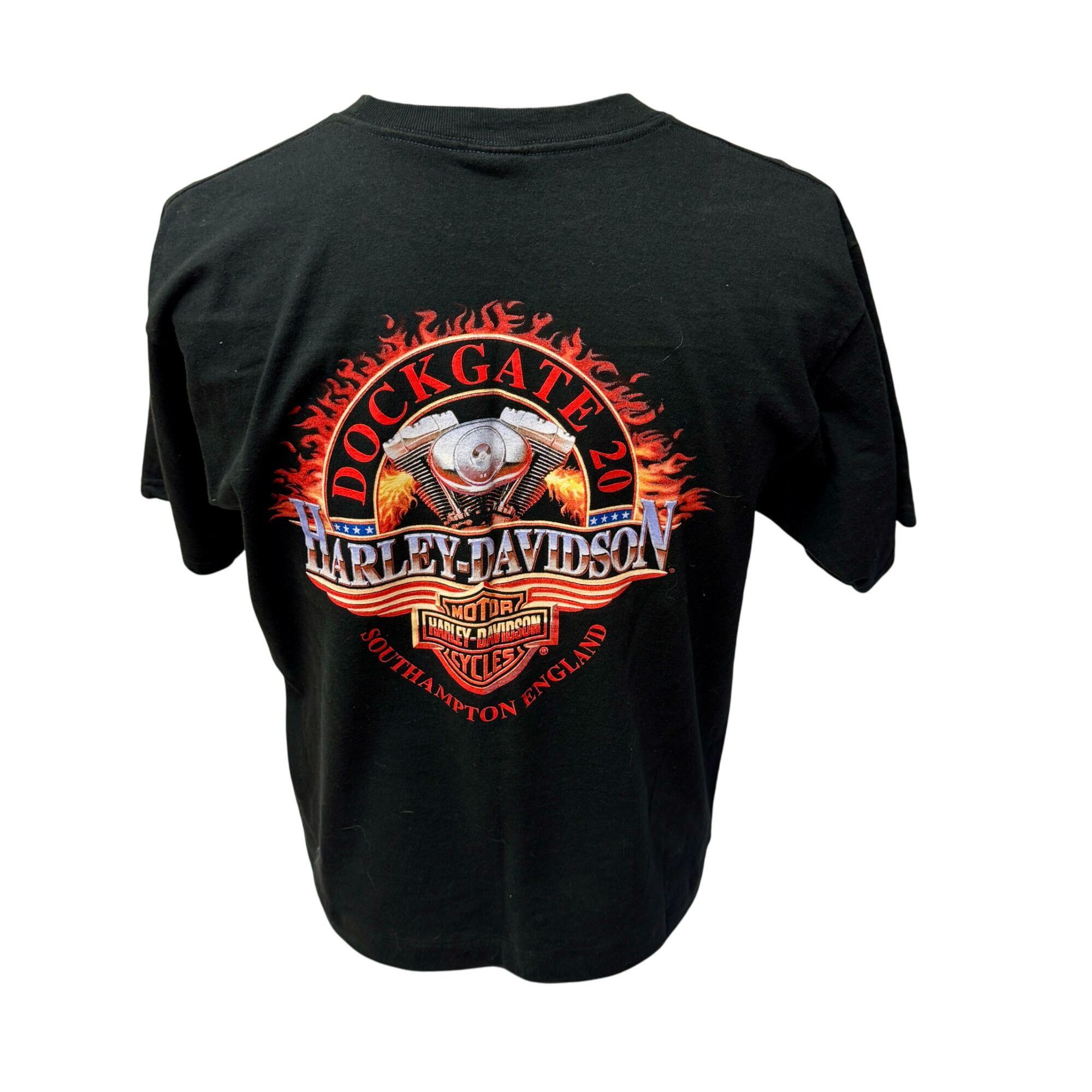 Harley Davidson Vtg USA H-D Flag Motorcycle Biker Motor FLAMES T Shirt Size US L / EU 52-54 / 3 - 5 Thumbnail