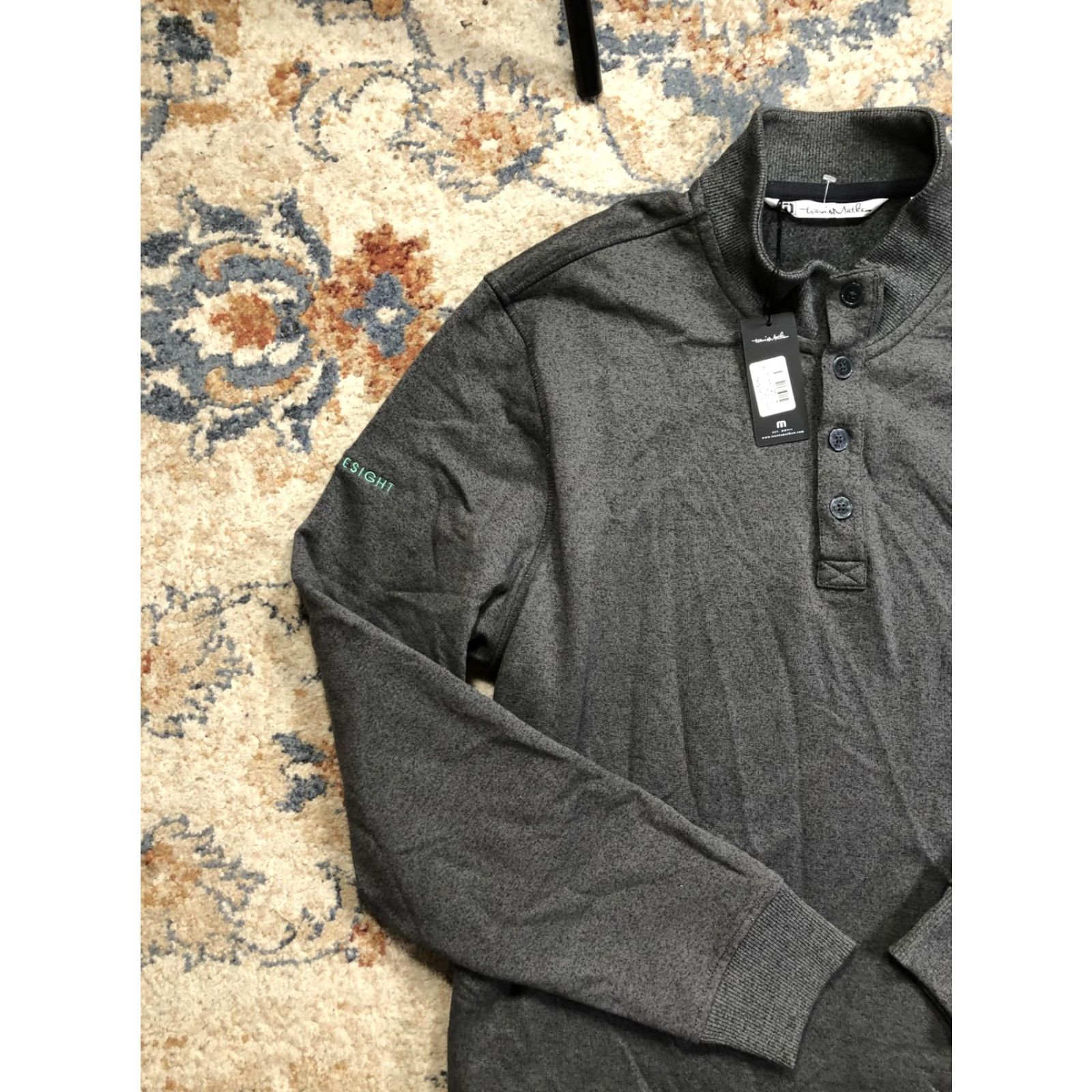 TravisMathew Travis Mathew Sweatshirt Mens XL Gray Wall Henley Knit Pullover Button Front Logo 1MU084 Size US XL / EU 56 / 4 - 3 Thumbnail