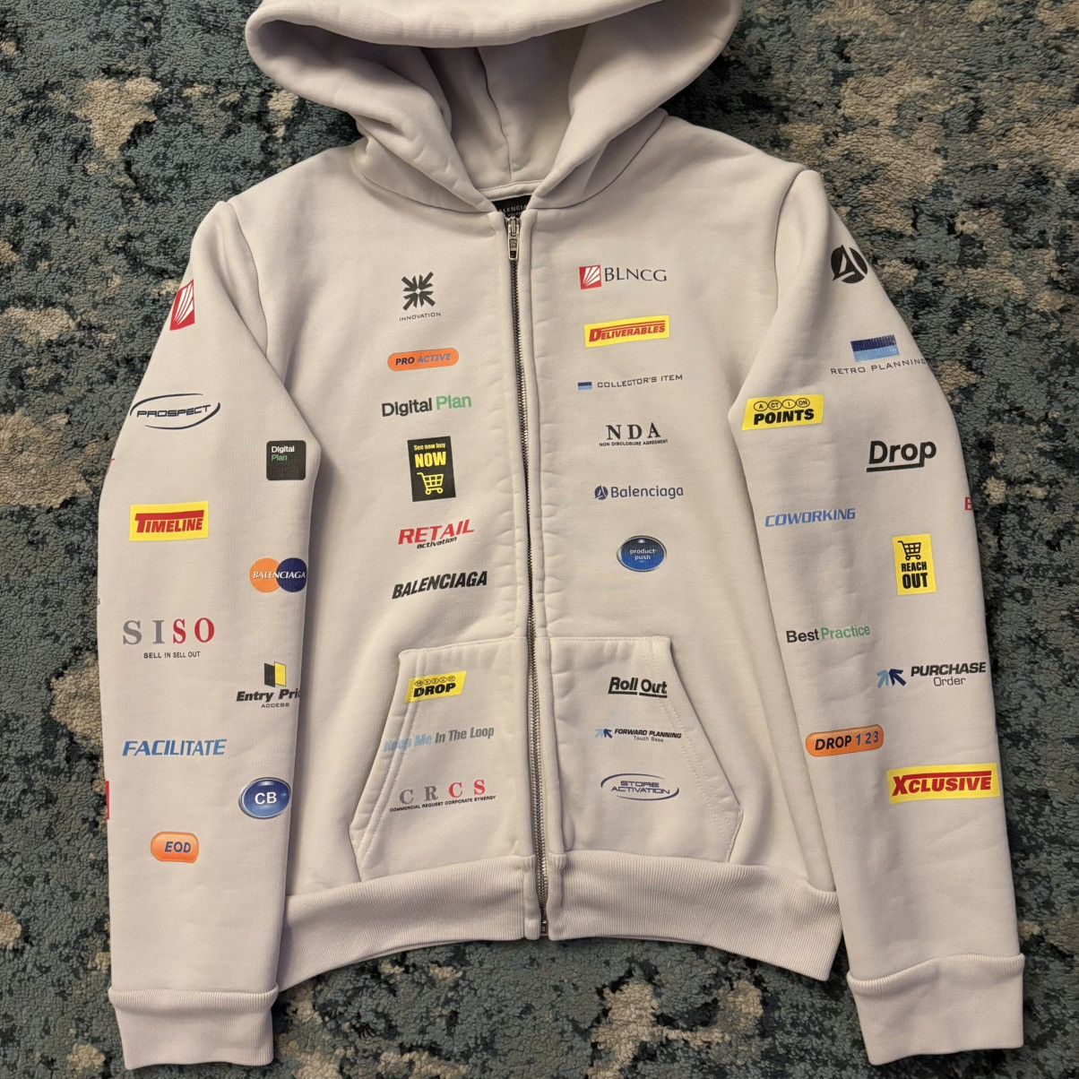 Balenciaga Balenciaga Business English Zip Up Hoodie Brand New Fits XS Size US XS / EU 42 / 0 - 4 Thumbnail