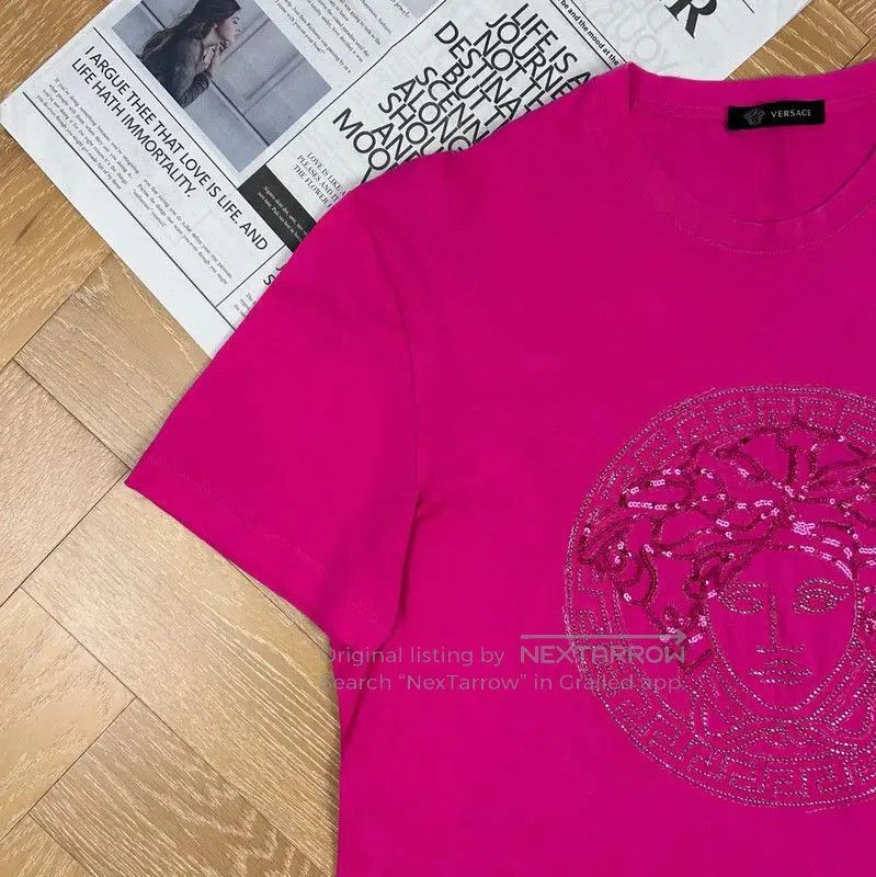 Versace Versace Pink Men's T-Shirt with Logo . Size US L / EU 52-54 / 3 - 6 Thumbnail