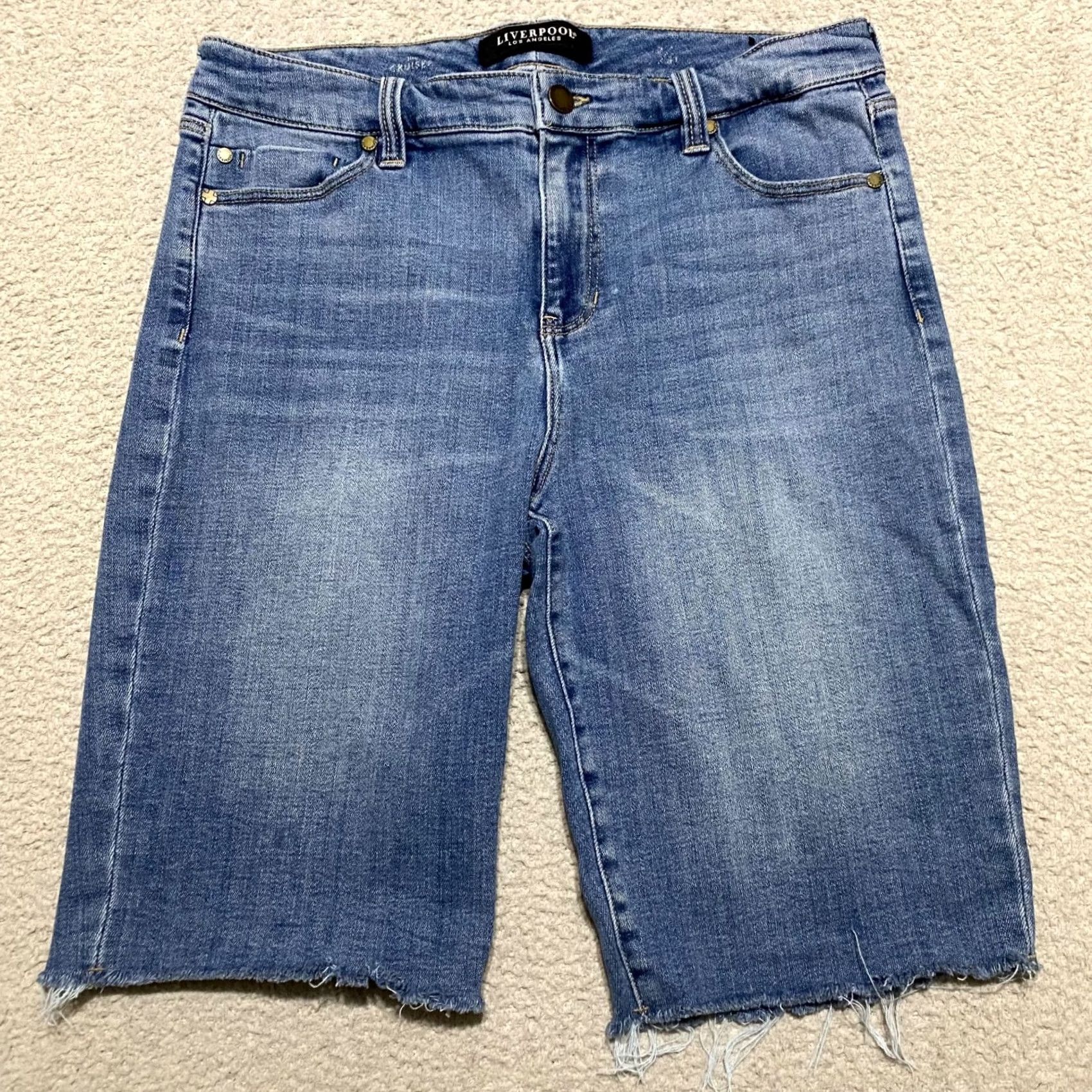 Denime Liverpool Womens Shorts Jean Denim Bermuda Blue Cut Off sz 12 Inseam 11" Size 34" / US 12 / IT 48 - 2 Thumbnail