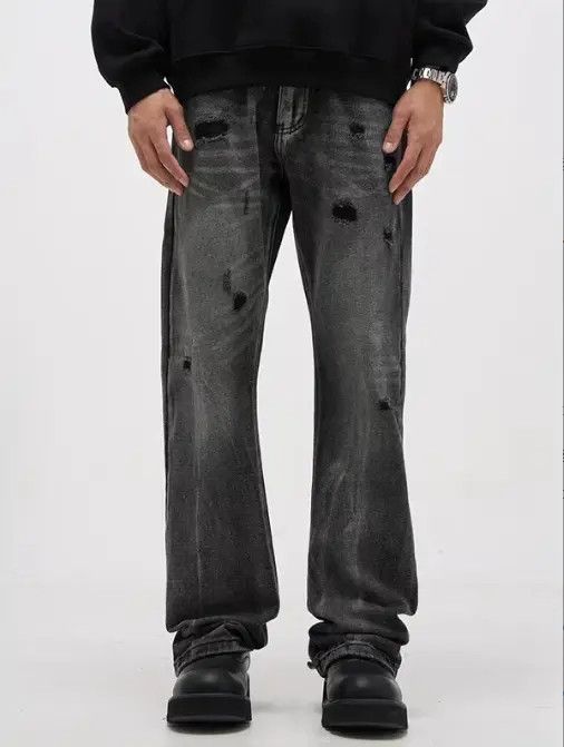 VIBE Street black men's straight retro casual washed ripped jeans Size US 32 / EU 48 - 5 Thumbnail
