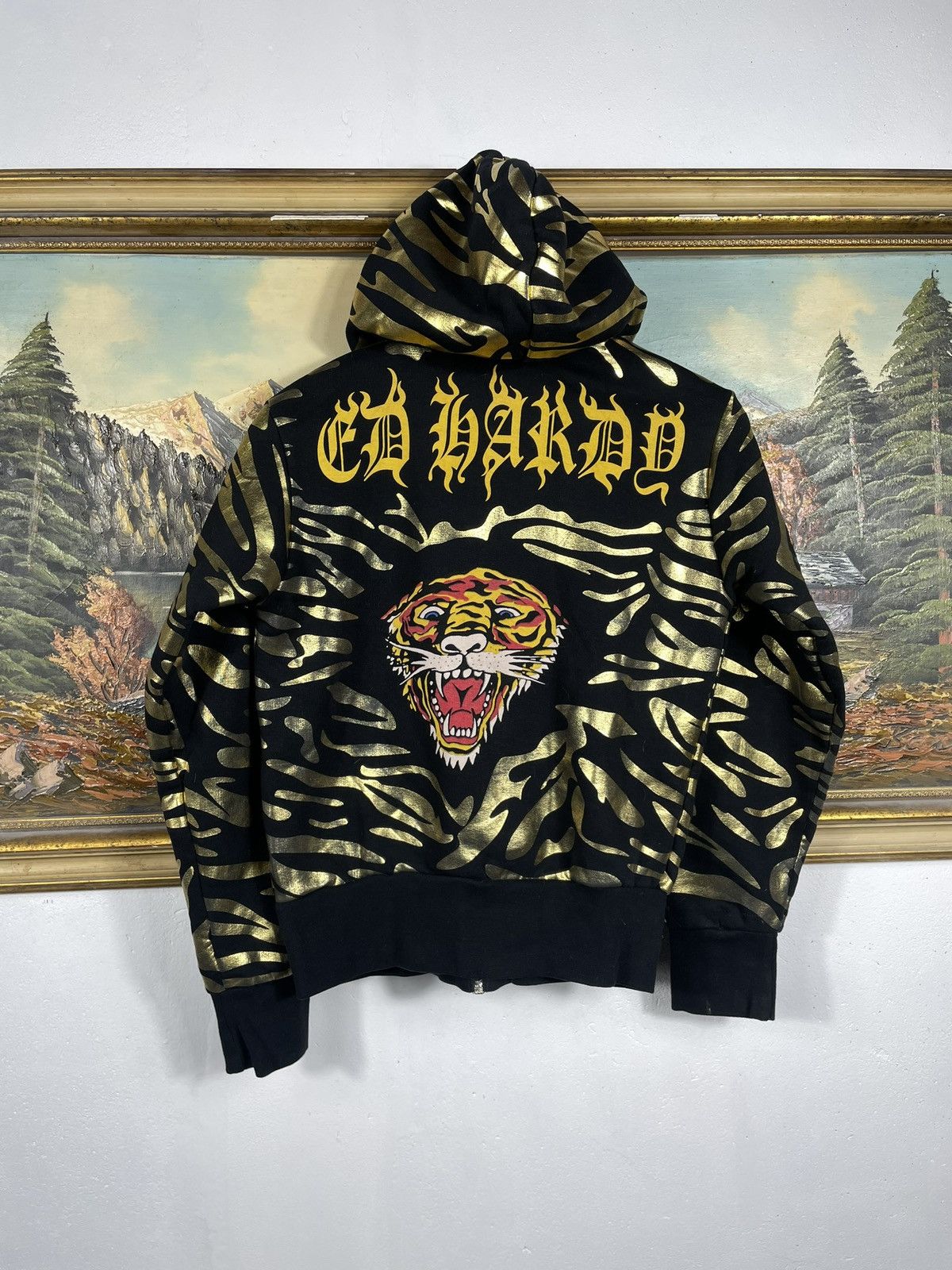 Christian Audigier × Ed Hardy × Vintage Ed Hardy Retro 00s Hoodie With Crystals Affliction Grunge Size US XS / EU 42 / 0 - 1 Thumbnail