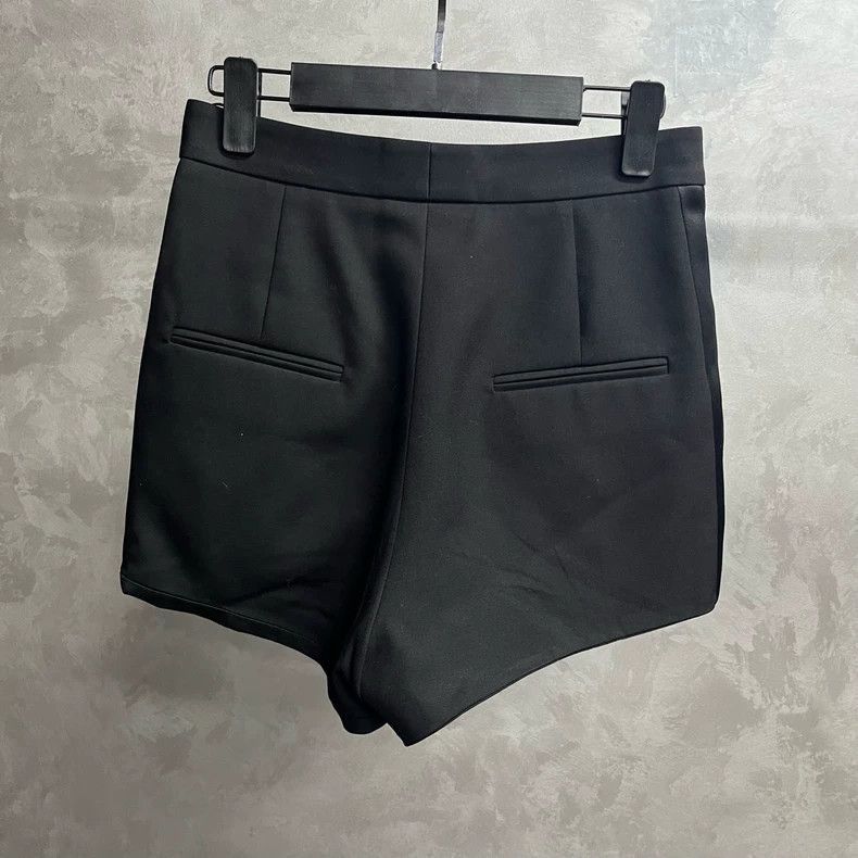 Saint Laurent Paris Black Casual Pleated High Waist Shorts-2507 Size 37" - 6 Thumbnail