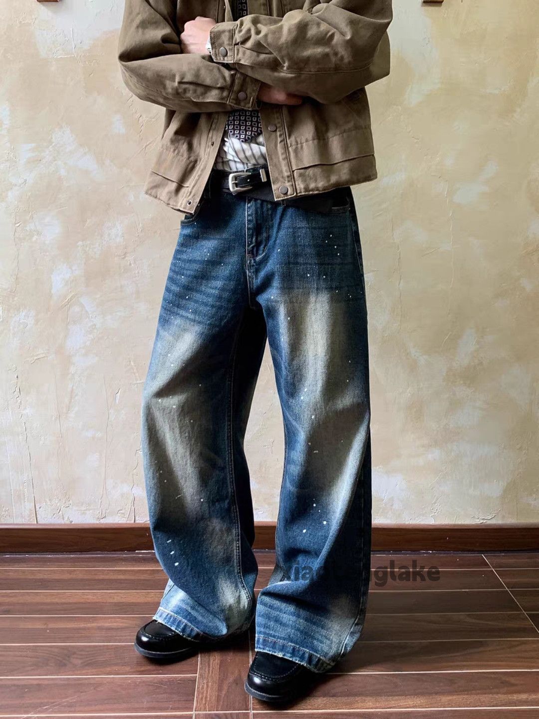 Jean xtl washed faded loose baggy hiphop flared paint jeans Size US 28 / EU 44 - 4 Thumbnail