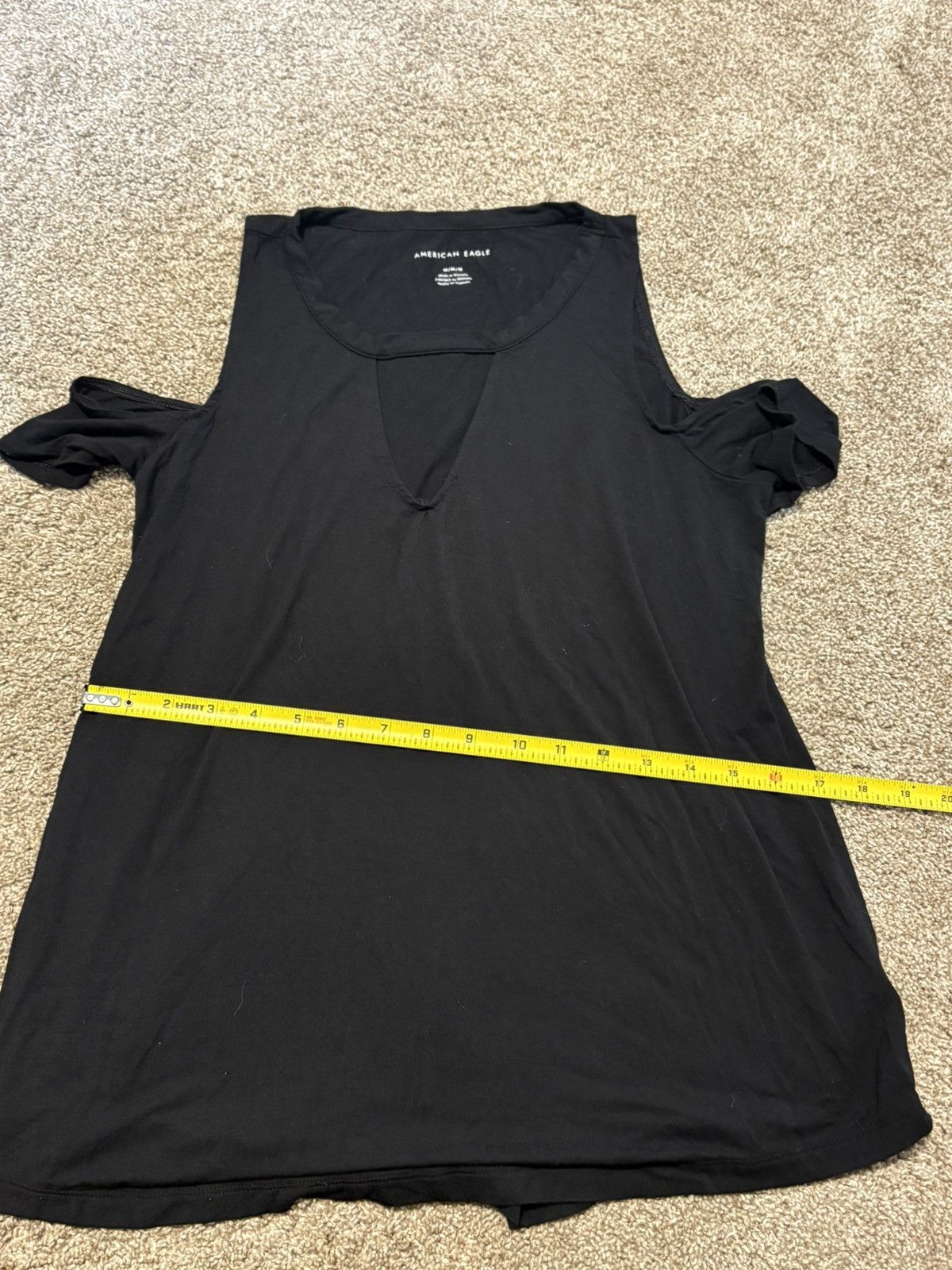 American Eagle Outfitters (American Eagle) Black Off The Shoulder Tank: Size Medium Size M / US 6-8 / IT 42-44 - 3 Thumbnail