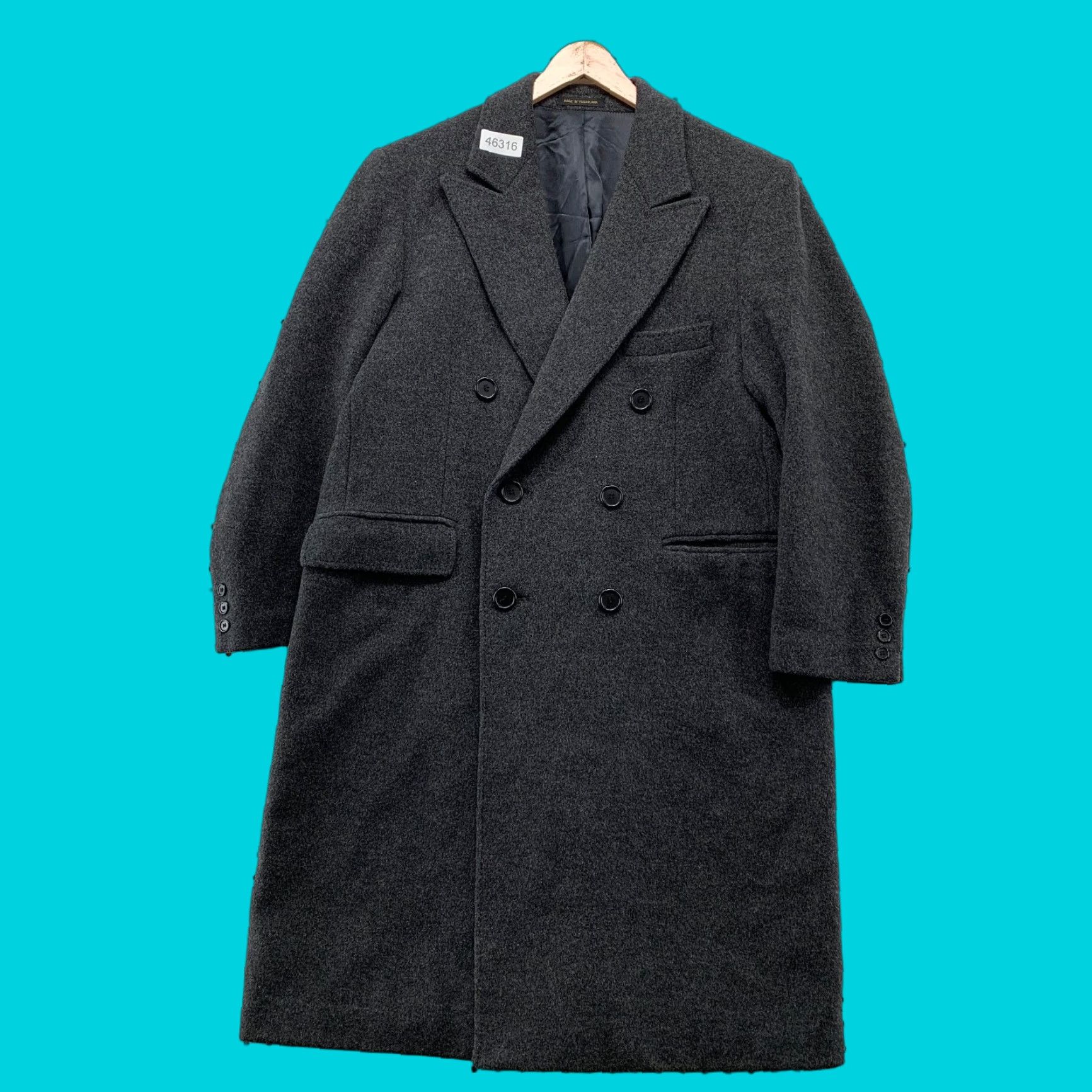 Doublet VINTAGE Adams Row Overcoat Mens 42S Gray 100% Virgin Wool Double Breasted Coat, Wool, Regular, 42, Gray, Vintage, Men Size US XS / EU 42 / 0 - 1 Thumbnail