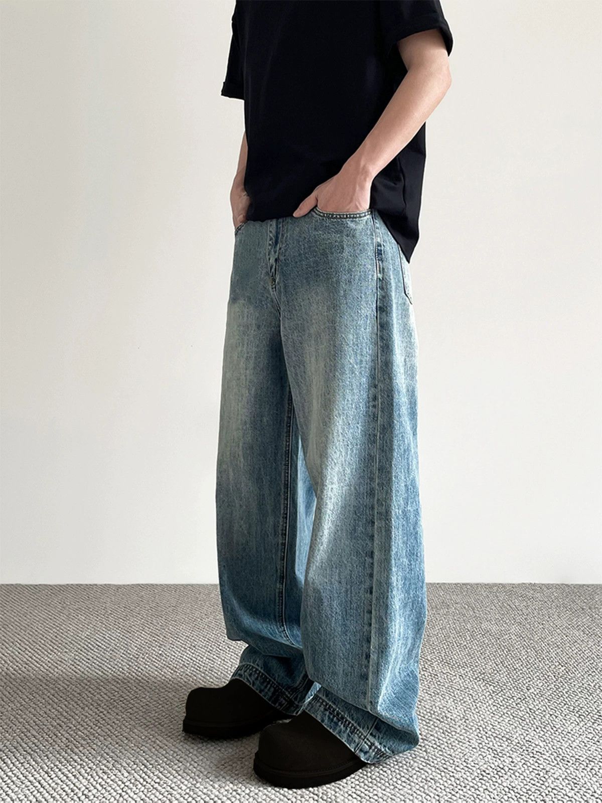Jean American cleanfit straight all-match distressed blue jeans Size US 32 / EU 48 - 3 Thumbnail
