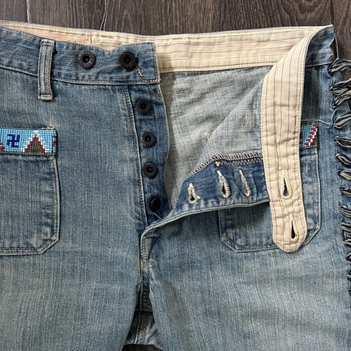 Kapital Kapital Kiro Hirata Beaded Fringe Denim Shorts Size US 30 / EU 46 - 3 Thumbnail