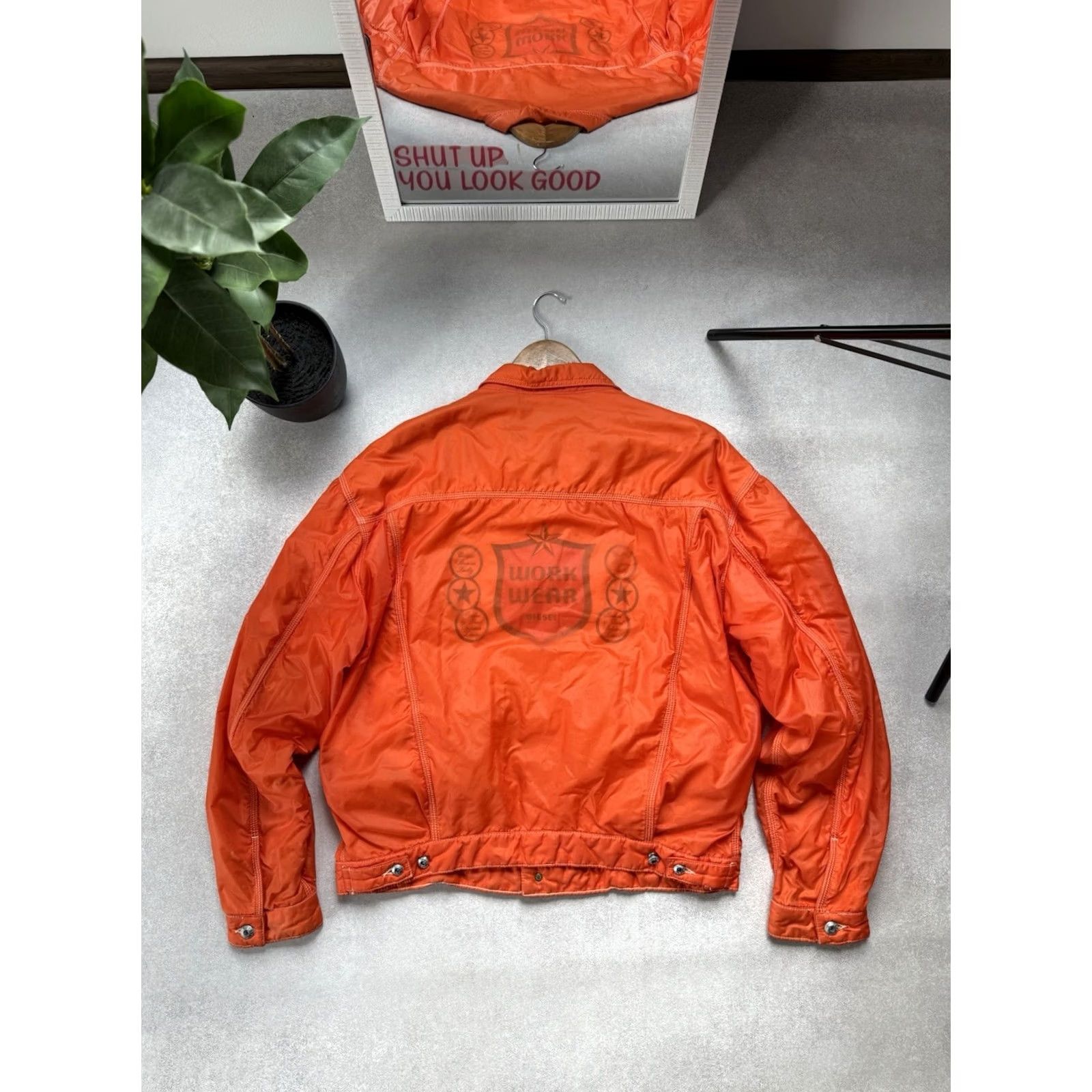 Diesel VINTAGE Diesel WORK WEAR Bomber Jacket Polyamide Orange XL Men’s Jacket, 90s, Zipper Button Snap, Logo, Canvas, Lightweight, Pockets, Diesel USA, Y2K Size US XL / EU 56 / 4 - 2 Thumbnail