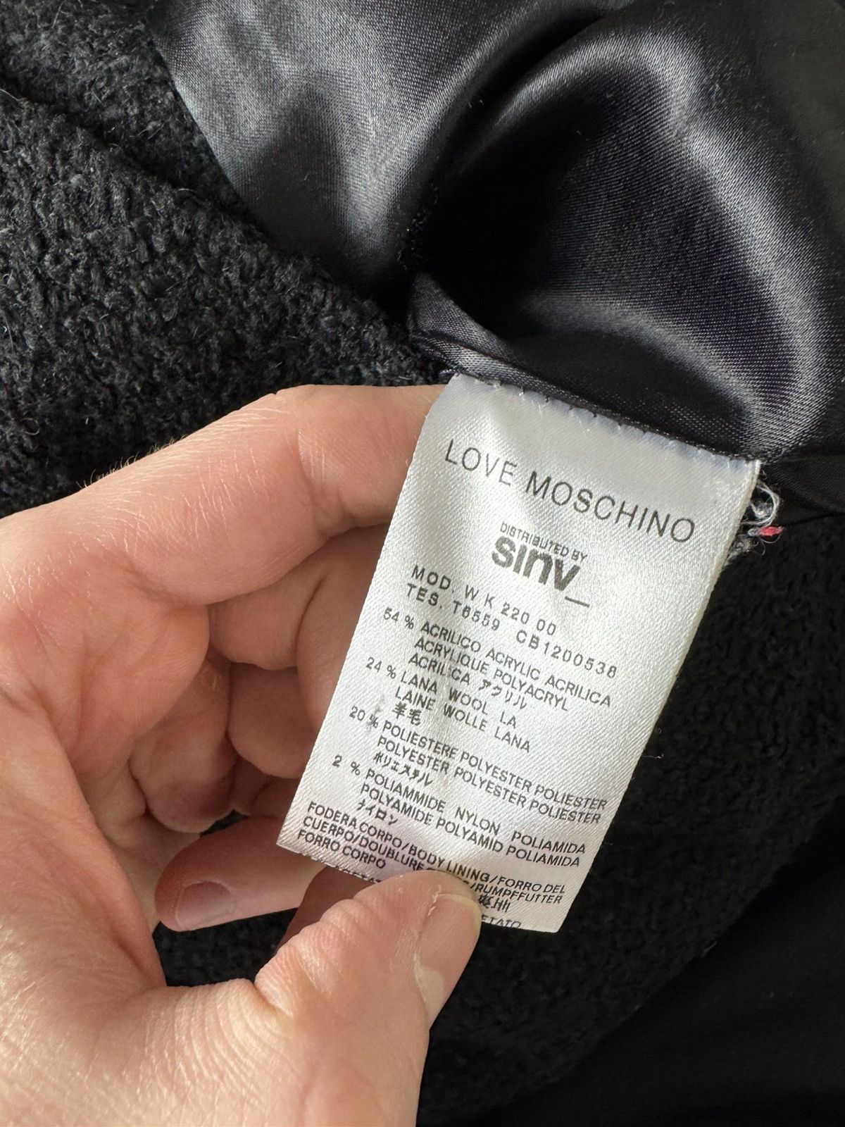 Moschino LOVE MOSCHINO Coat Jacket Wool Black Luxury Women Size M / US 6-8 / IT 42-44 - 7 Thumbnail