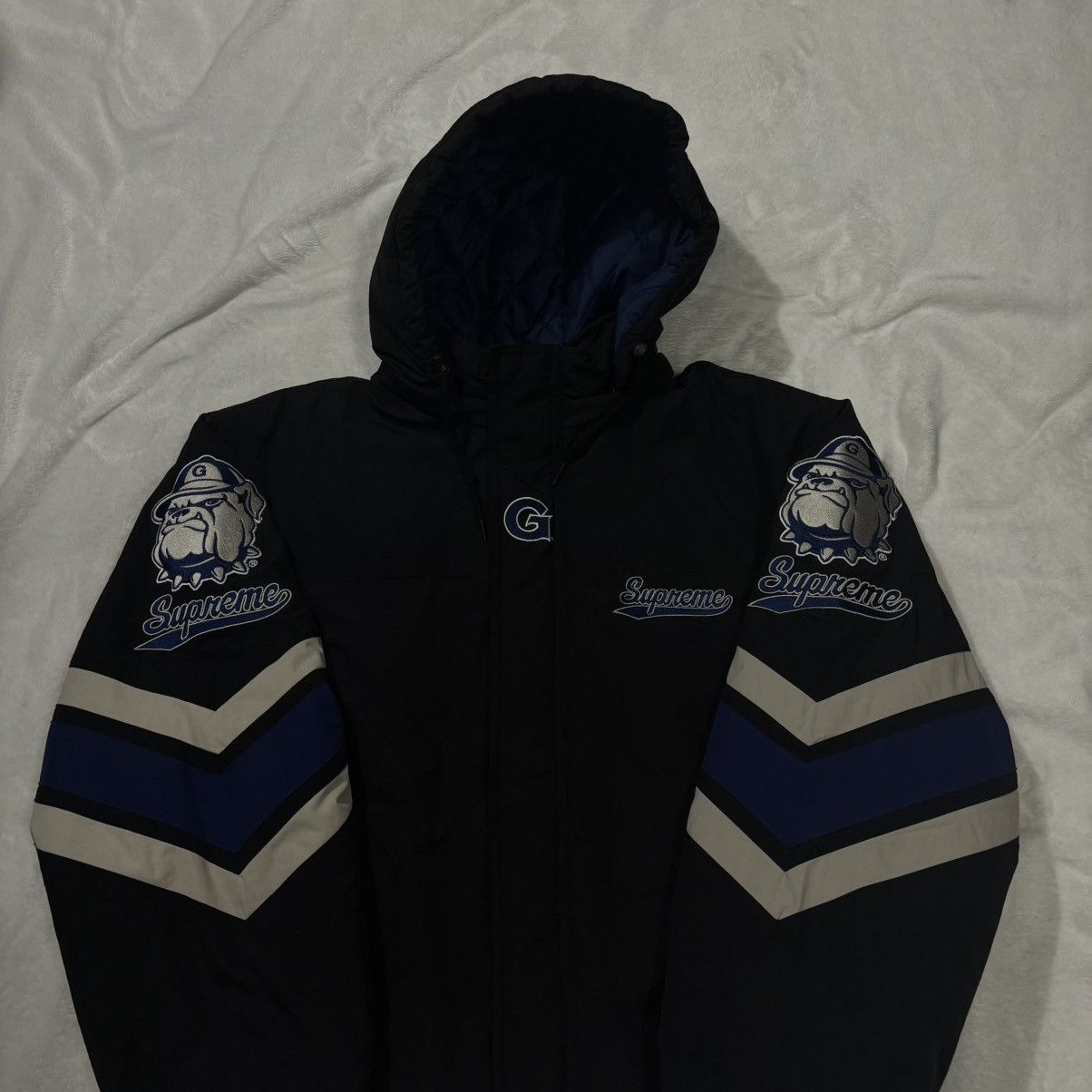 Supreme Supreme Mitchell & Ness NCAA Stadium Jacket Black Large FW24 Size US L / EU 52-54 / 3 - 2 Thumbnail