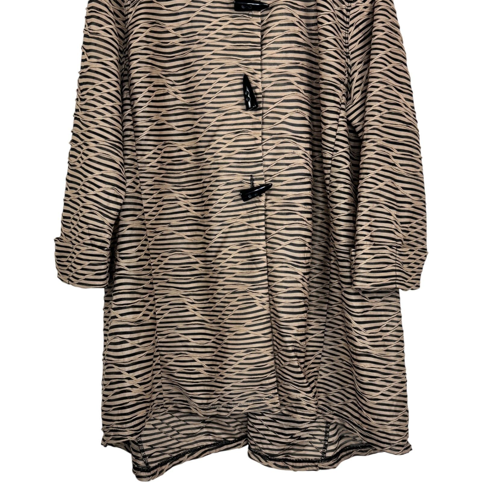 Other Vincente Shawl Shrug XL Brown Black Striped Textured Size XL / US 12-14 / IT 48-50 - 2 Thumbnail