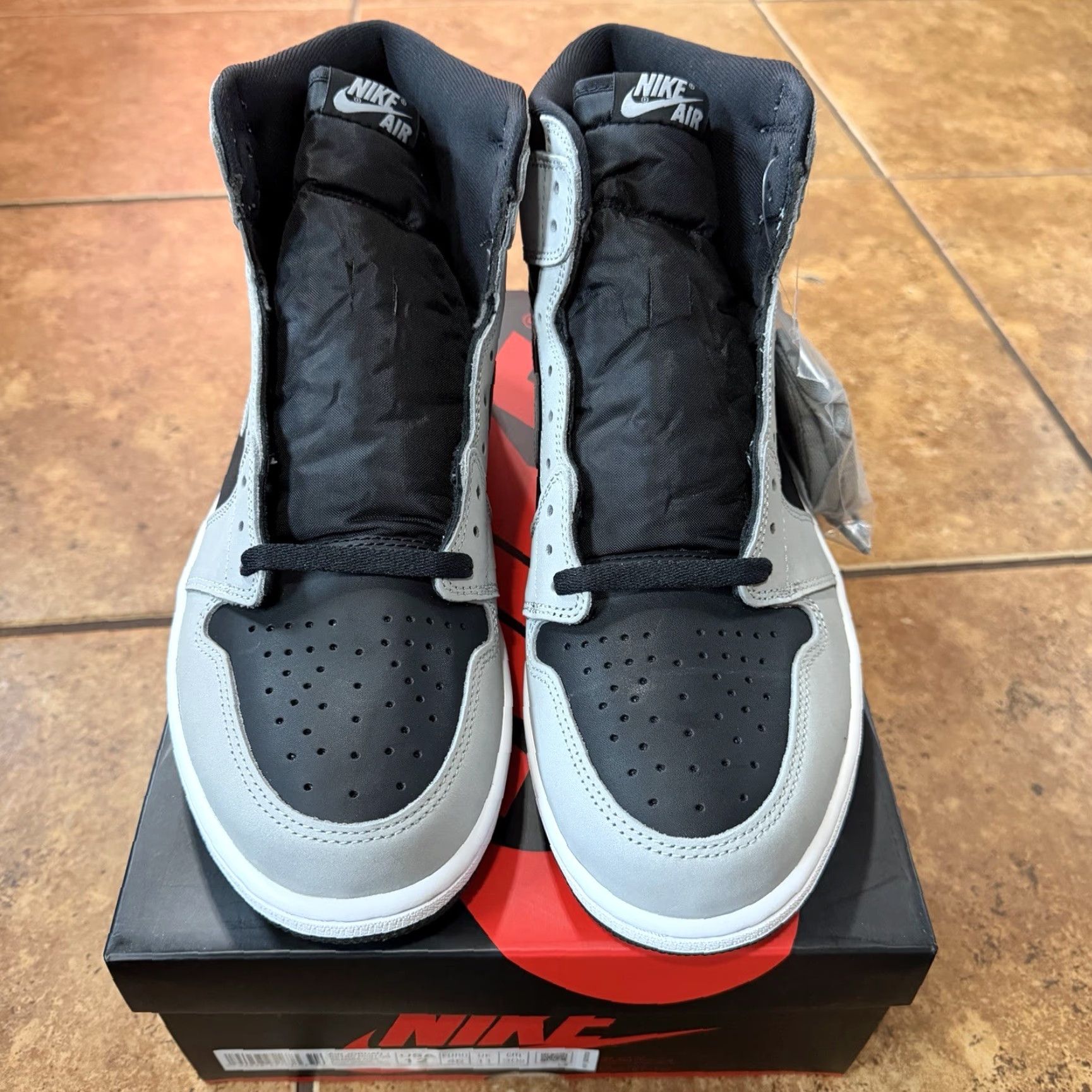 Jordan Brand Nike Jordan Shadow 2.0 High OG Retro Leather Sneaker 12 Men's Grey Black 555088-035 Size US 12 / EU 45 - 3 Thumbnail