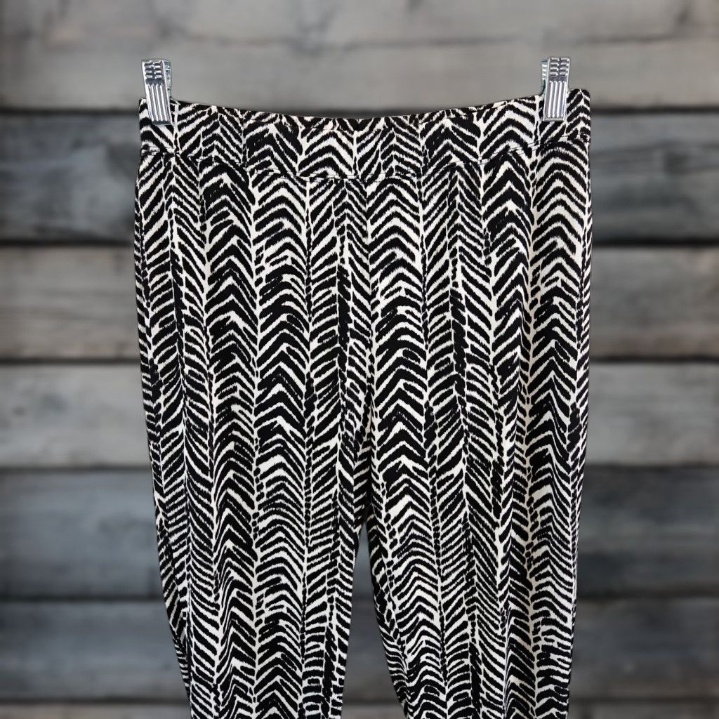 Vintage Susan Graver Womens Cropped Pants Sz XS Petite Black White Pull On High Rise Pant Size 26" / US 2 / IT 38 - 1 Thumbnail