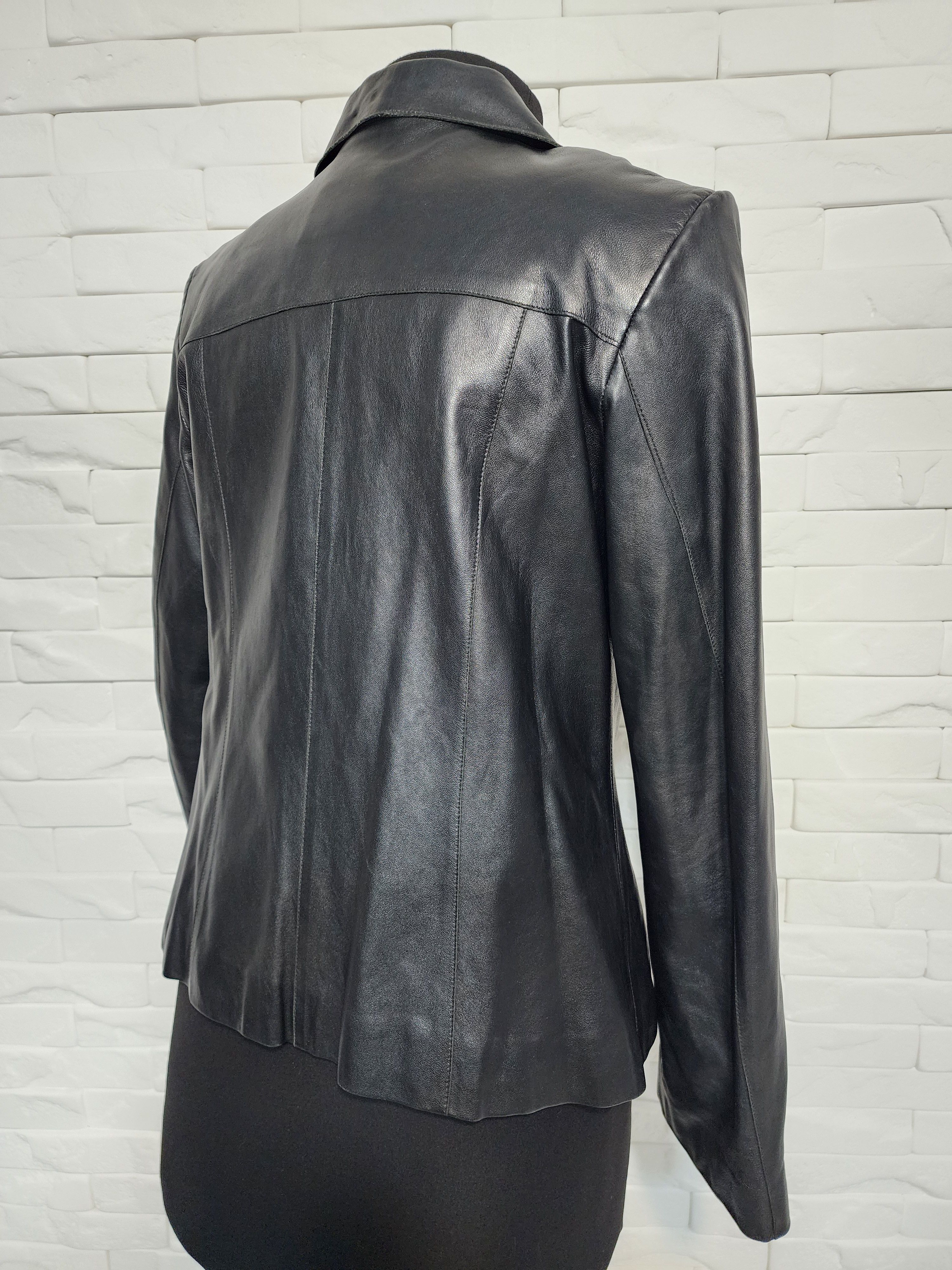 Genuine Leather Black & White Genuine Leather Jacket: Women's Sport Style Size L / US 10 / IT 46 - 5 Thumbnail
