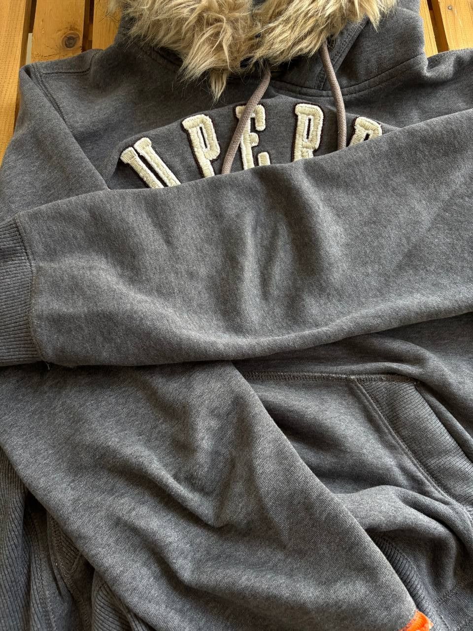 Abercrombie & Fitch 00s Superdry Y2K Fur Fuzzy Vintage Distressed Hoodie Bomber Size US M / EU 48-50 / 2 - 10 Thumbnail