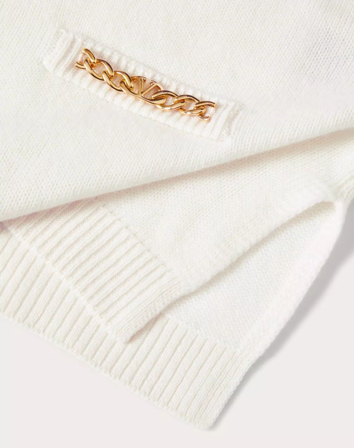 Valentino o1s1wg110426 Vlogo Chain Cashmere Jumper in Ivory Size XS / US 0-2 / IT 36-38 - 4 Thumbnail