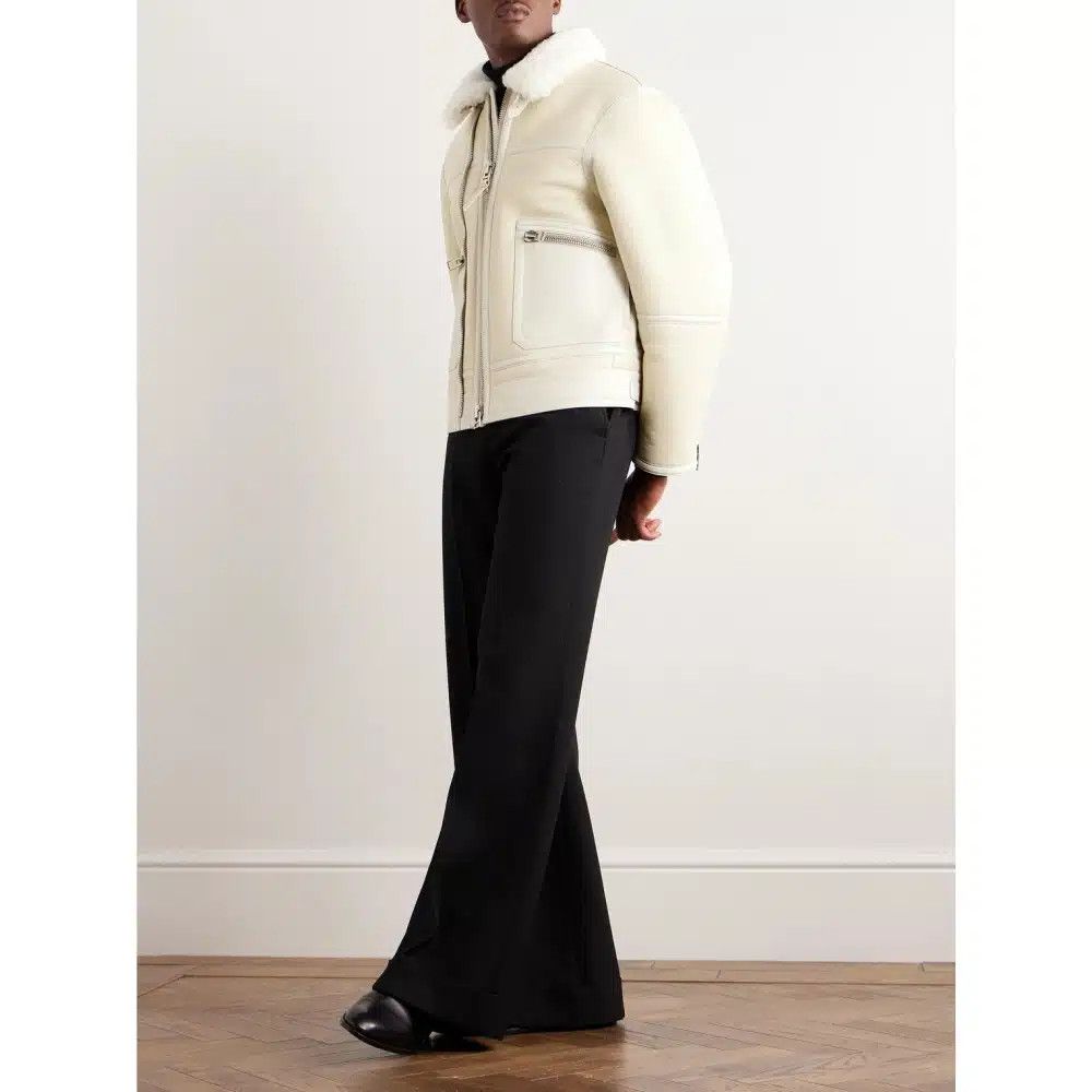 Tom Ford o1loc1c1024 LBS024 Shearling Biker Jacket in White Size US M / EU 48-50 / 2 - 3 Thumbnail