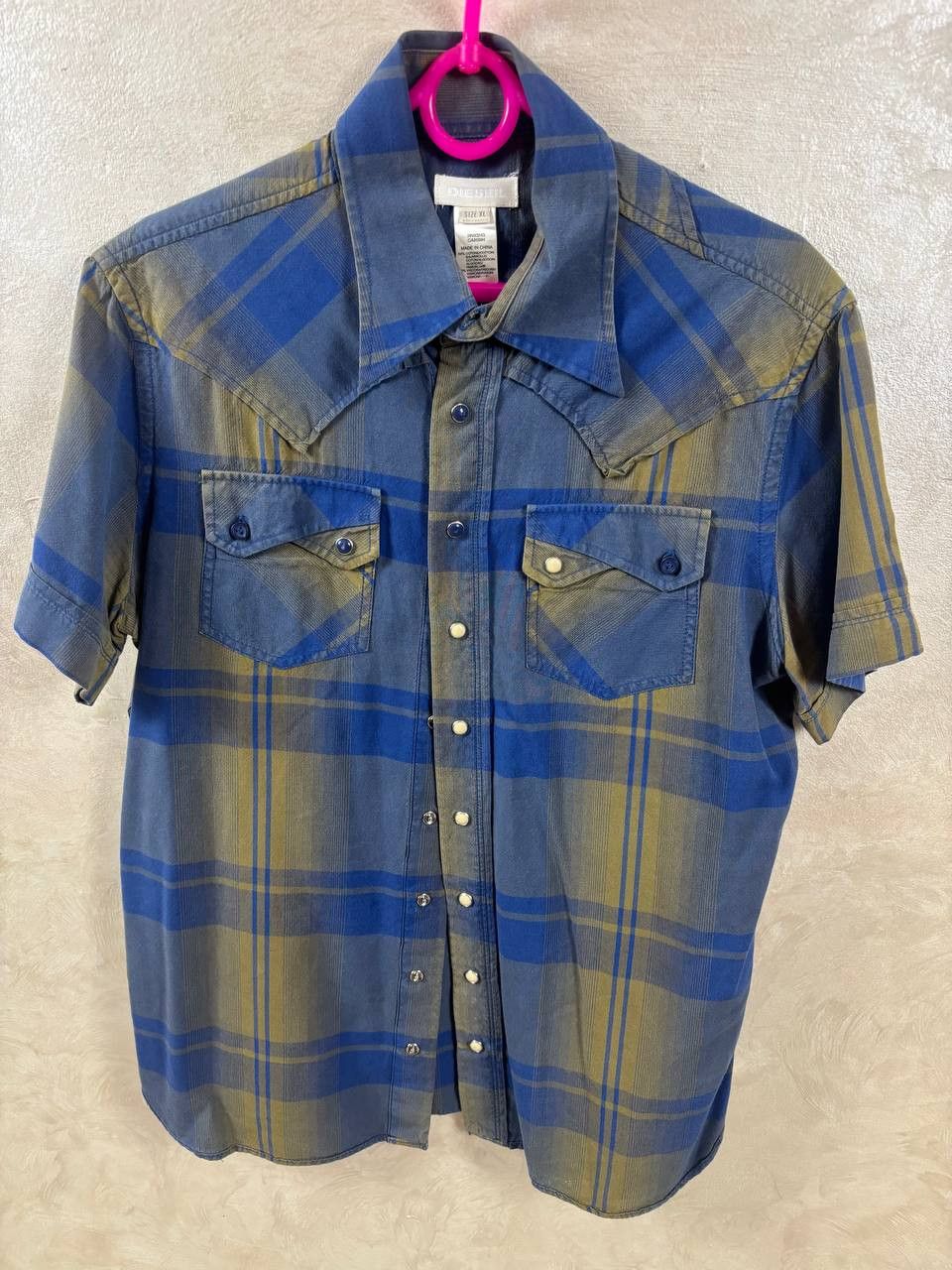 Diesel Diesel Western Plaid Snap Button Short Sleeve Shirt Size US XL / EU 56 / 4 - 12 Thumbnail