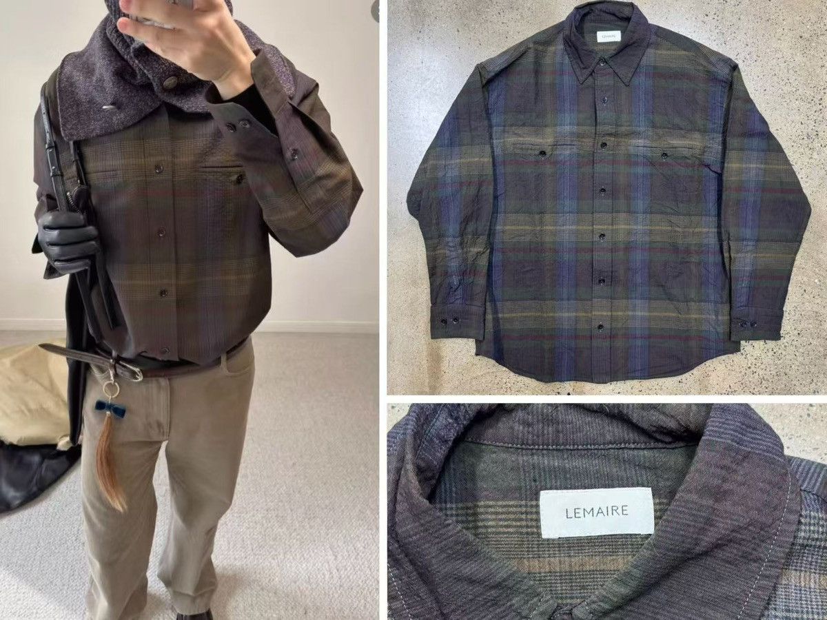 Lemaire Checked Wool Shirt ，size 46