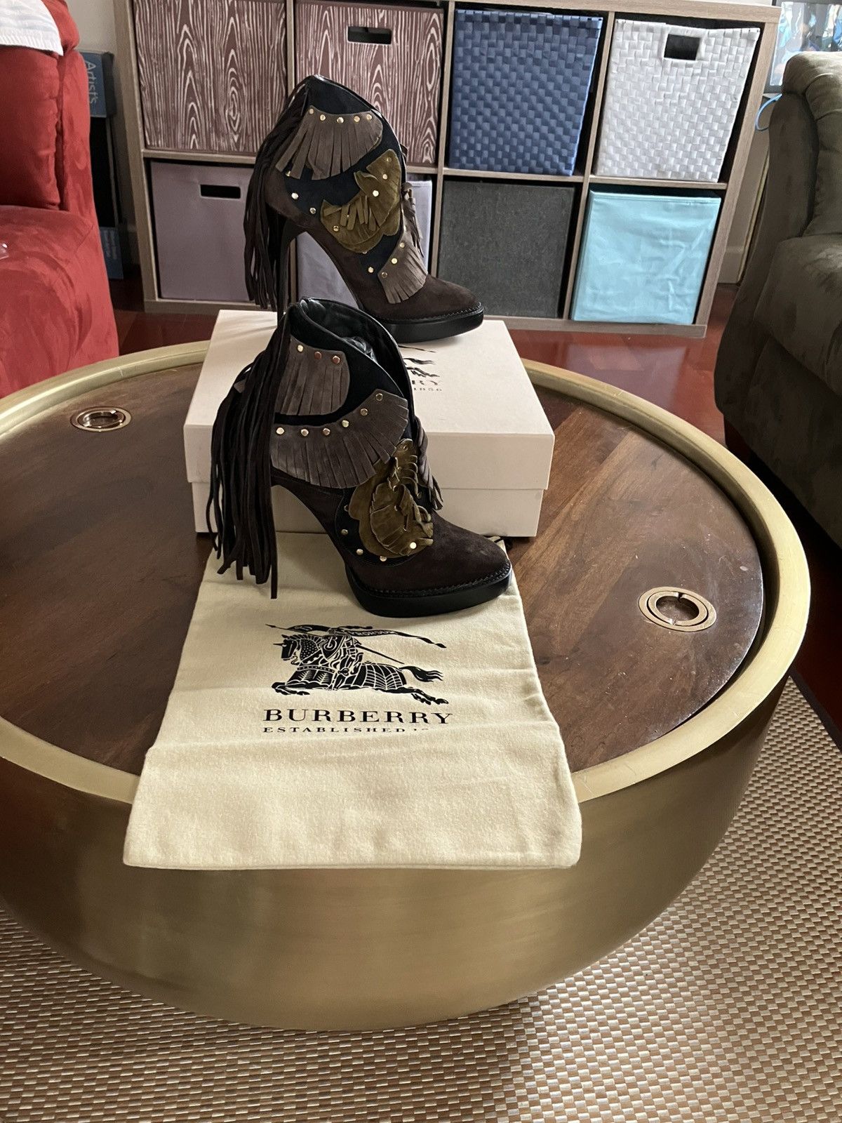 Burberry Burberry Runway Lilybell Suede Leaf V Cut Fringe Studs Boots Size US 7 / IT 37 - 3 Thumbnail