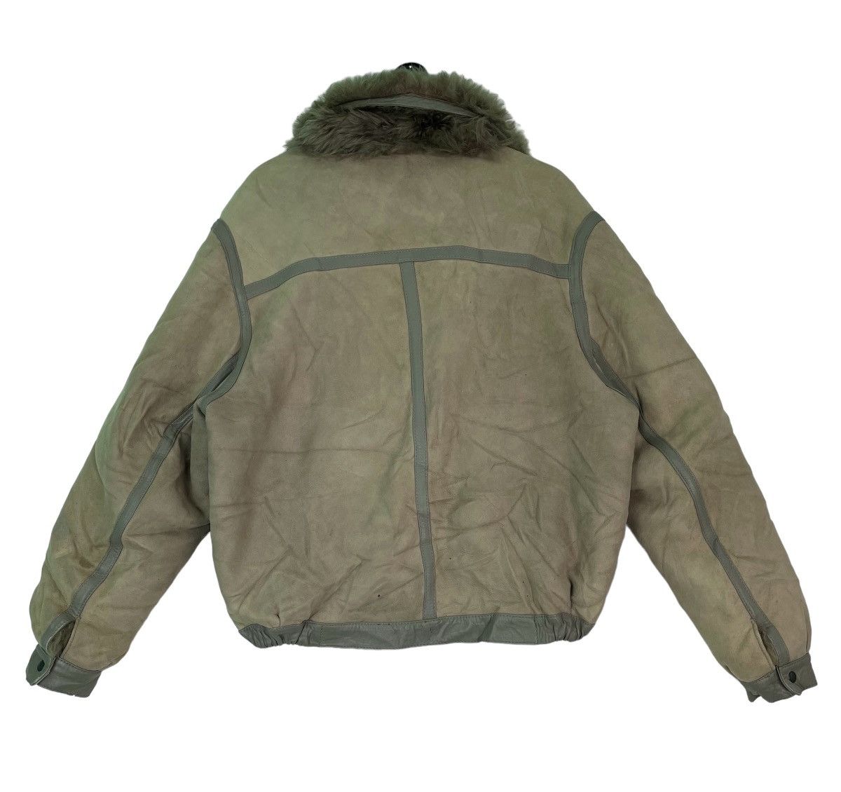 Vtg 90s sheepskin leather winter bomber jacket